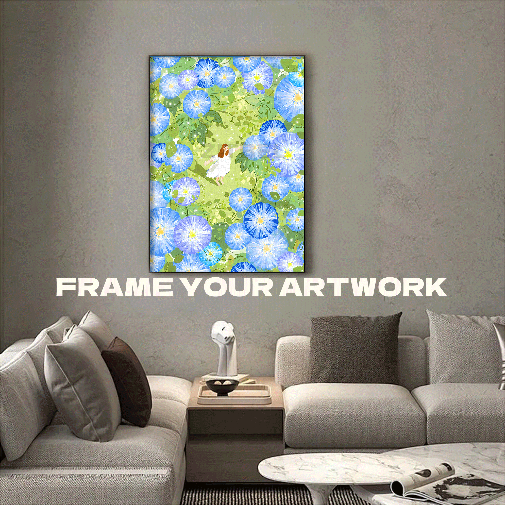 Morning Glories Are Blooming 500pcs/1000pcs Jigsaw Puzzle, Scratch-Resistant, Interactive Family Game & Brain-Boosting DIY Decor, Perfect for Halloween, Christmas & New Year Gifts, Family Puzzle Game