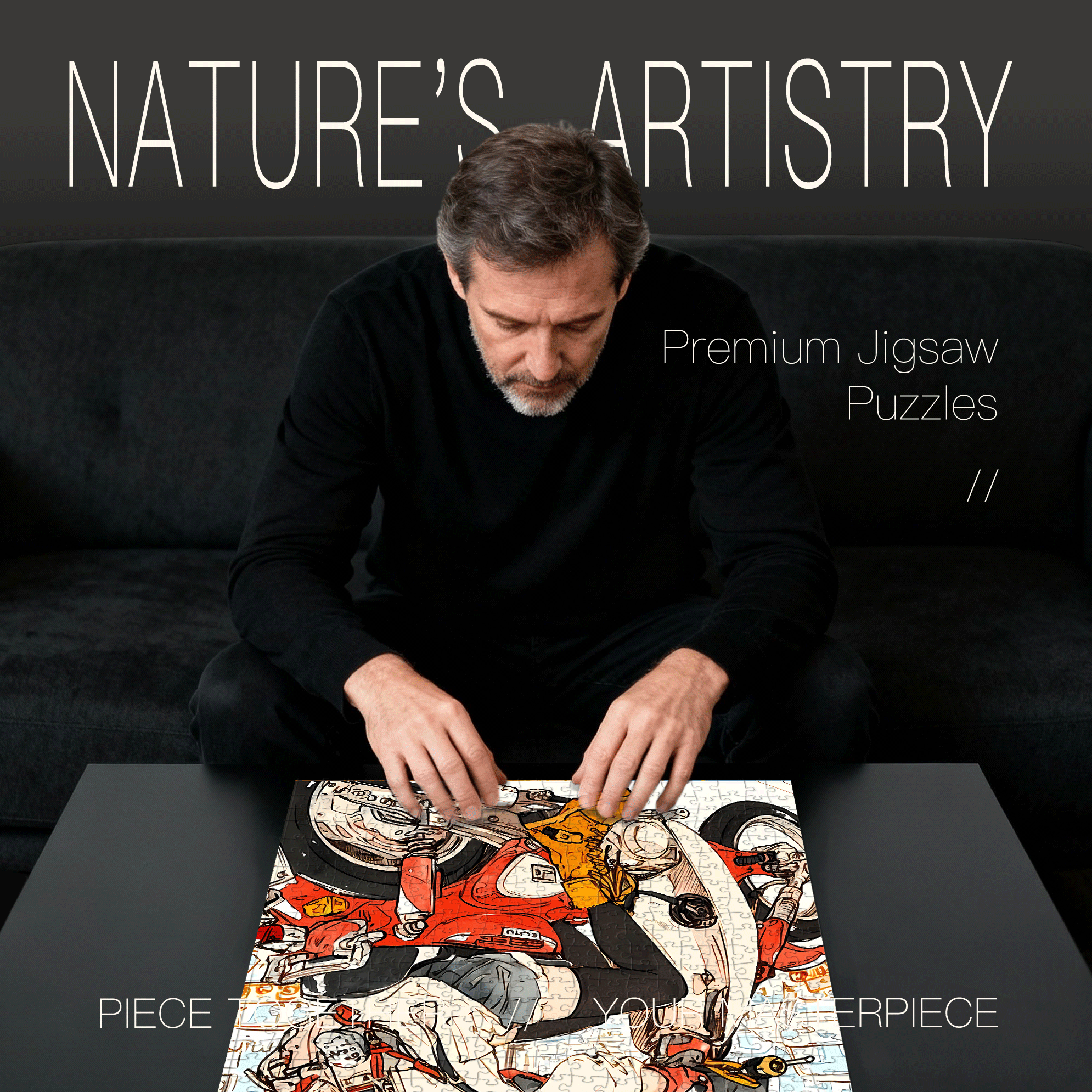 Motorcycle Touring 500pcs/1000pcs Jigsaw Puzzle, Scratch-Resistant, Interactive Family Game & Brain-Boosting DIY Decor, Perfect for Halloween, Christmas & New Year Gifts, Family Puzzle Game