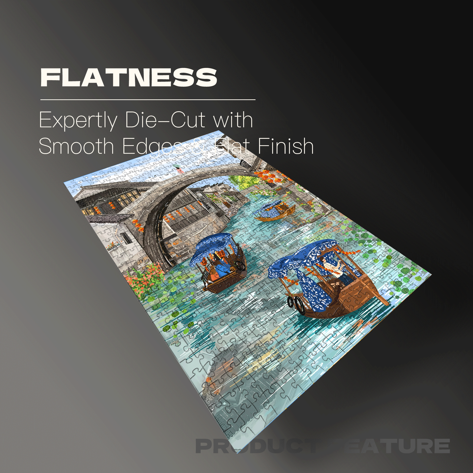 Nanxun Ancient Town 500pcs/1000pcs Jigsaw Puzzle, Scratch-Resistant, Interactive Family Game & Brain-Boosting DIY Decor, Perfect for Halloween, Christmas & New Year Gifts, Family Puzzle Game