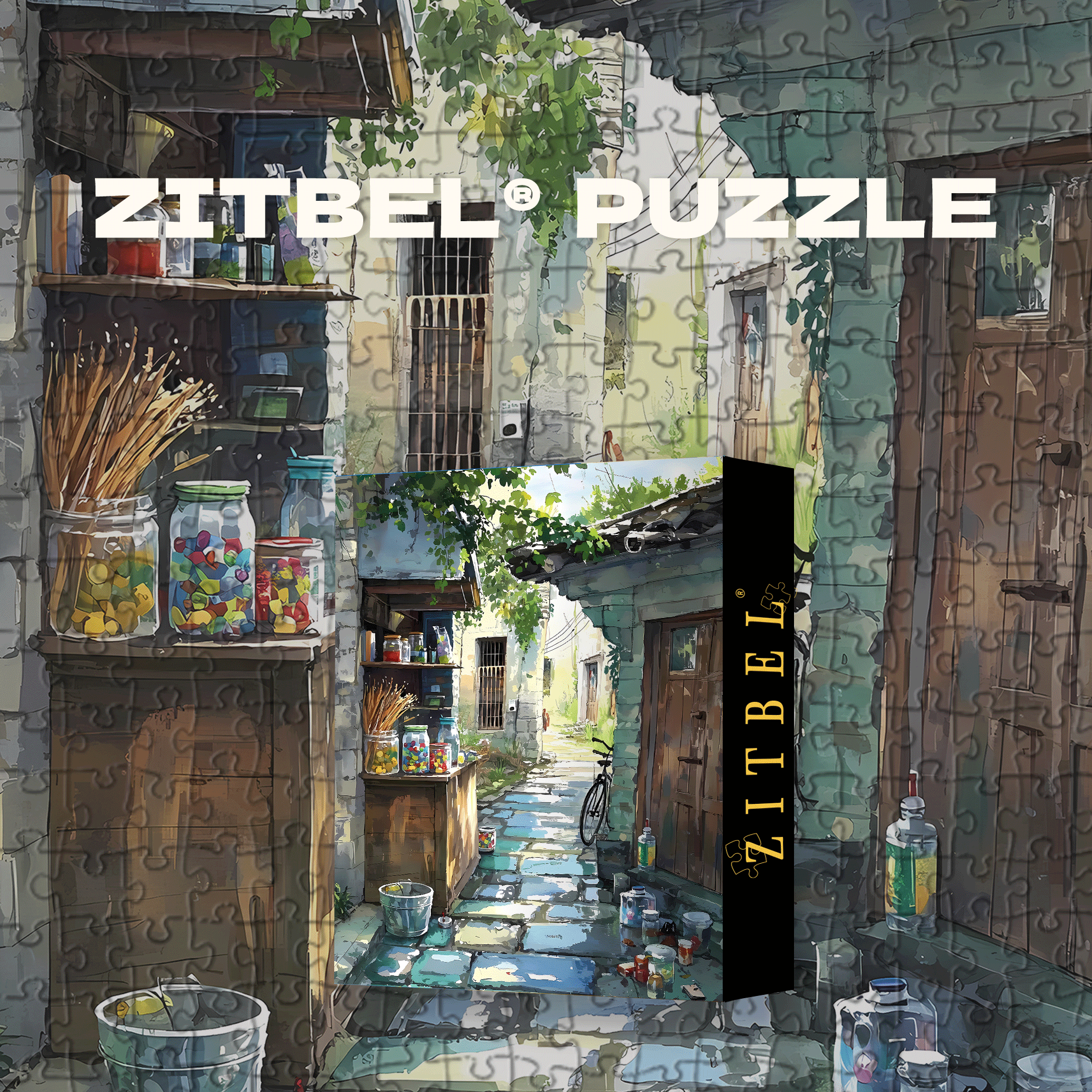 Narrow Alley Convenience Store 500pcs/1000pcs Jigsaw Puzzle, Scratch-Resistant, Interactive Family Game & Brain-Boosting DIY Decor, Perfect for Halloween, Christmas & New Year Gifts, Family Puzzle Game