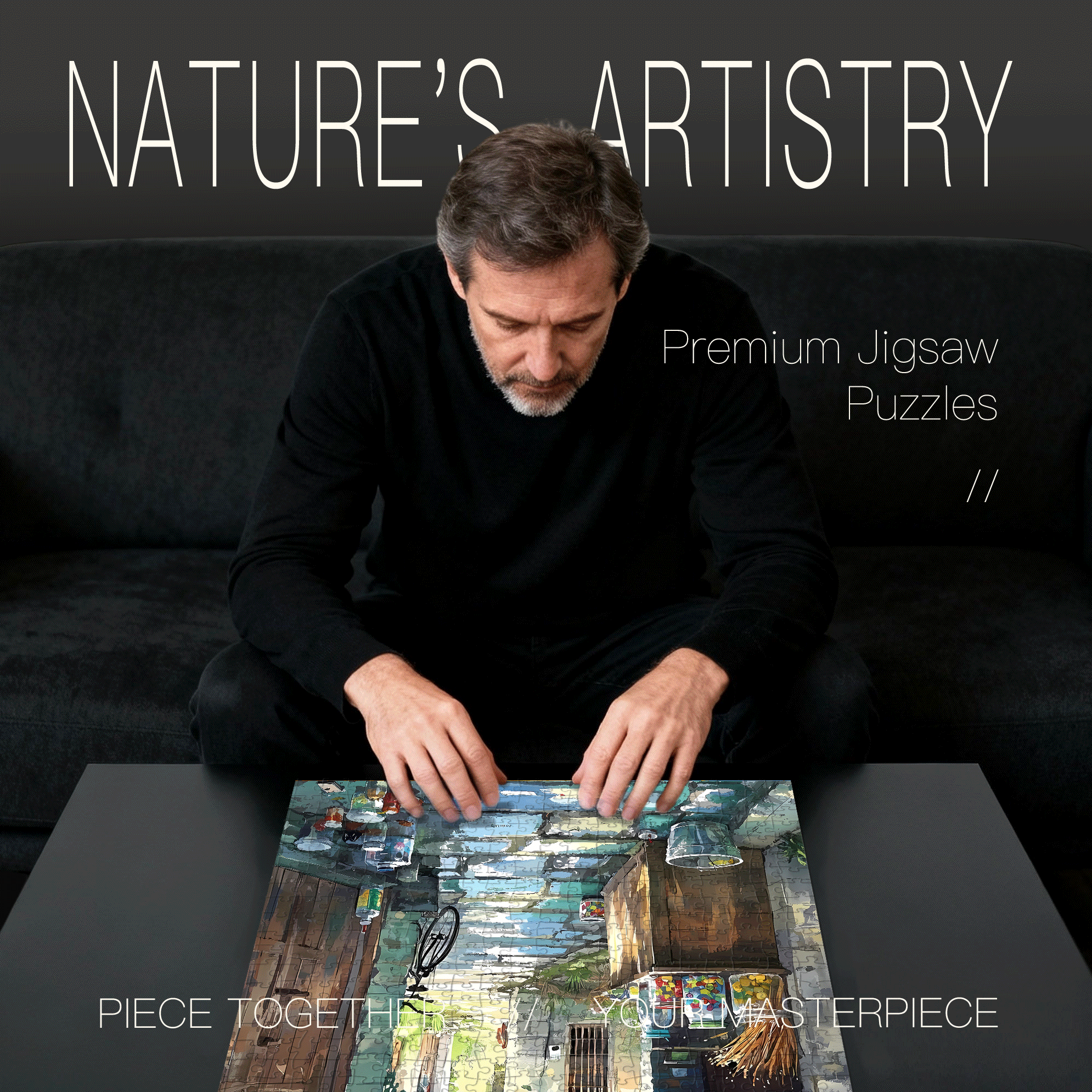 Narrow Alley Convenience Store 500pcs/1000pcs Jigsaw Puzzle, Scratch-Resistant, Interactive Family Game & Brain-Boosting DIY Decor, Perfect for Halloween, Christmas & New Year Gifts, Family Puzzle Game