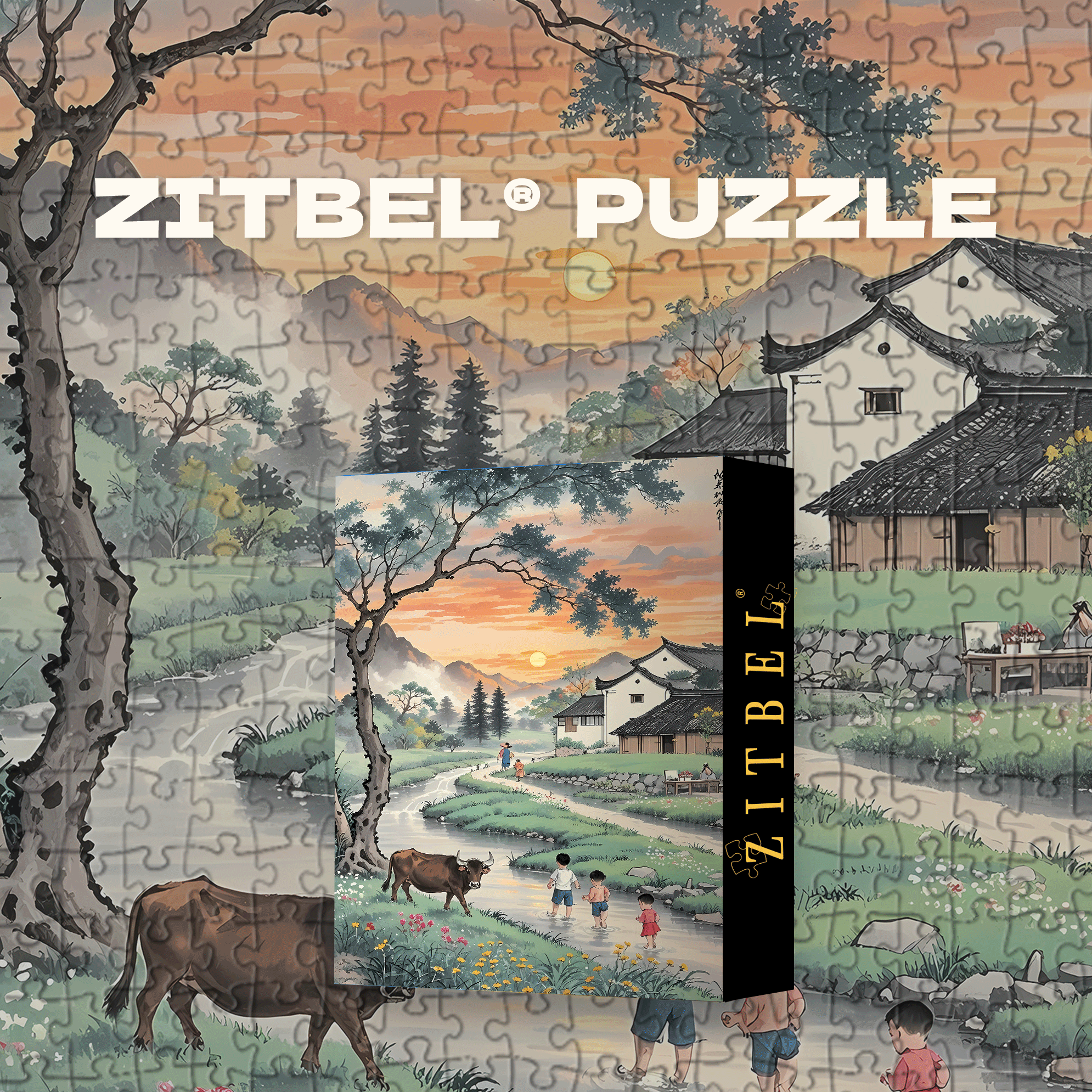 Old Times In The Countryside 500pcs/1000pcs Jigsaw Puzzle, Scratch-Resistant, Interactive Family Game & Brain-Boosting DIY Decor, Perfect for Halloween, Christmas & New Year Gifts, Family Puzzle Game