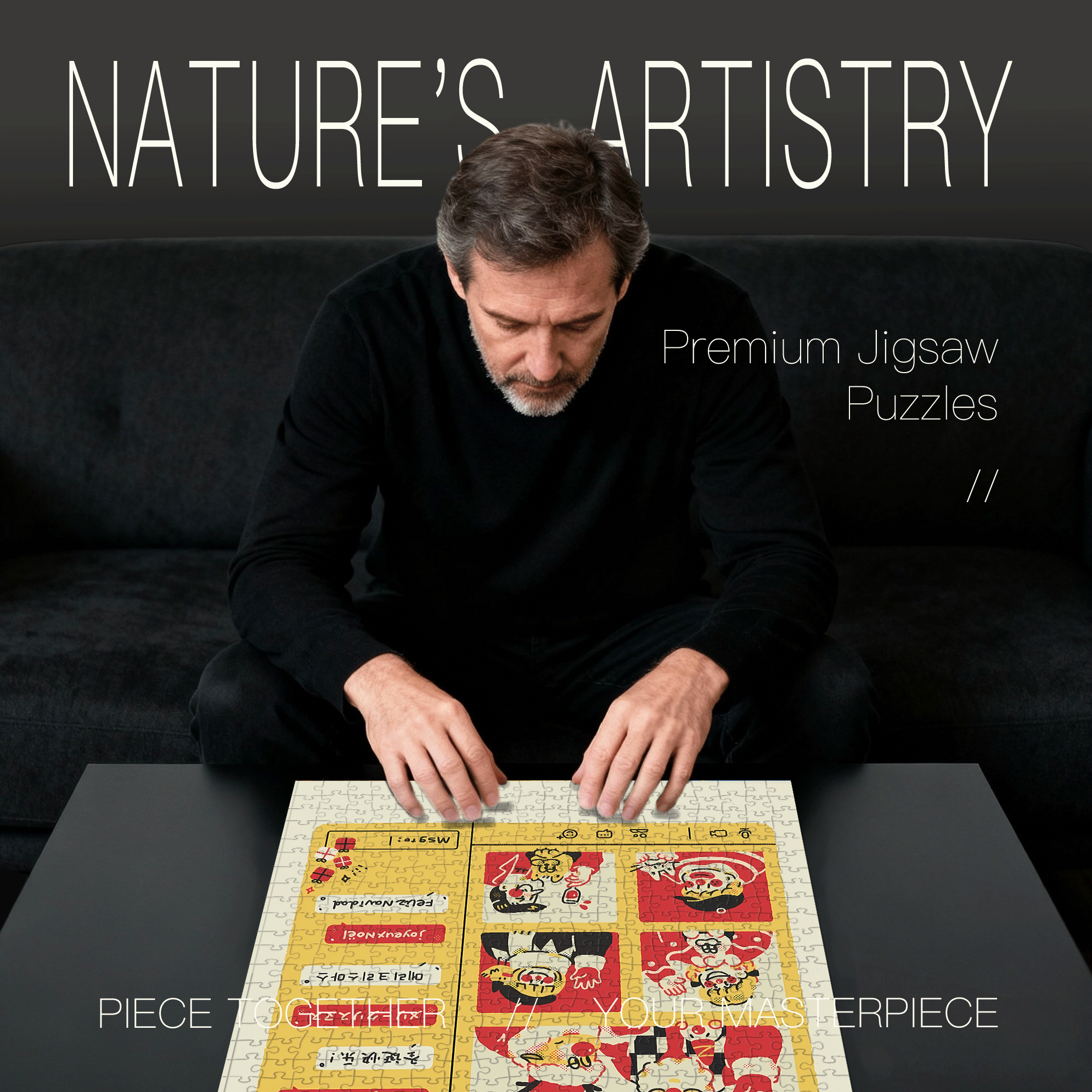 Online Christmas 500pcs/1000pcs Jigsaw Puzzle, Scratch-Resistant, Interactive Family Game & Brain-Boosting DIY Decor, Perfect for Halloween, Christmas & New Year Gifts, Family Puzzle Game