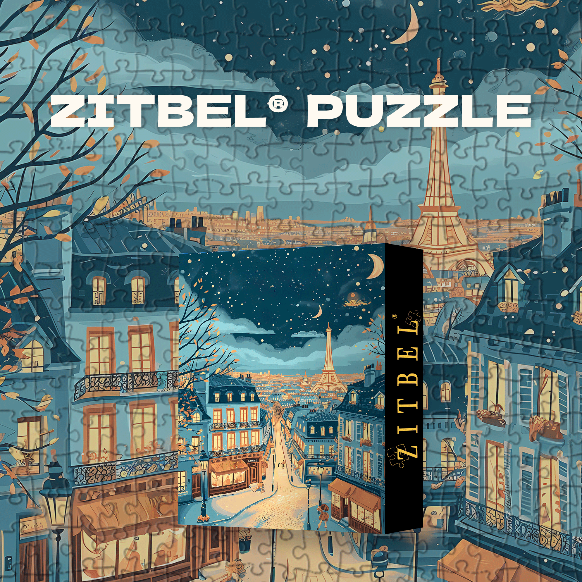 Paris At Night 500pcs/1000pcs Jigsaw Puzzle, Scratch-Resistant, Interactive Family Game & Brain-Boosting DIY Decor, Perfect for Halloween, Christmas & New Year Gifts, Family Puzzle Game