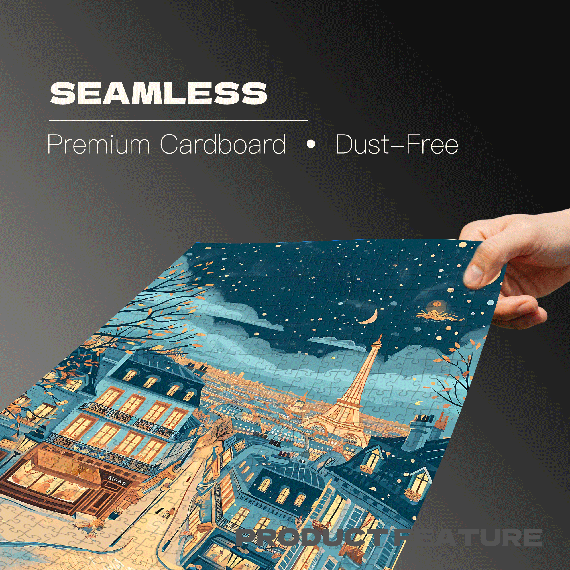 Paris At Night 500pcs/1000pcs Jigsaw Puzzle, Scratch-Resistant, Interactive Family Game & Brain-Boosting DIY Decor, Perfect for Halloween, Christmas & New Year Gifts, Family Puzzle Game