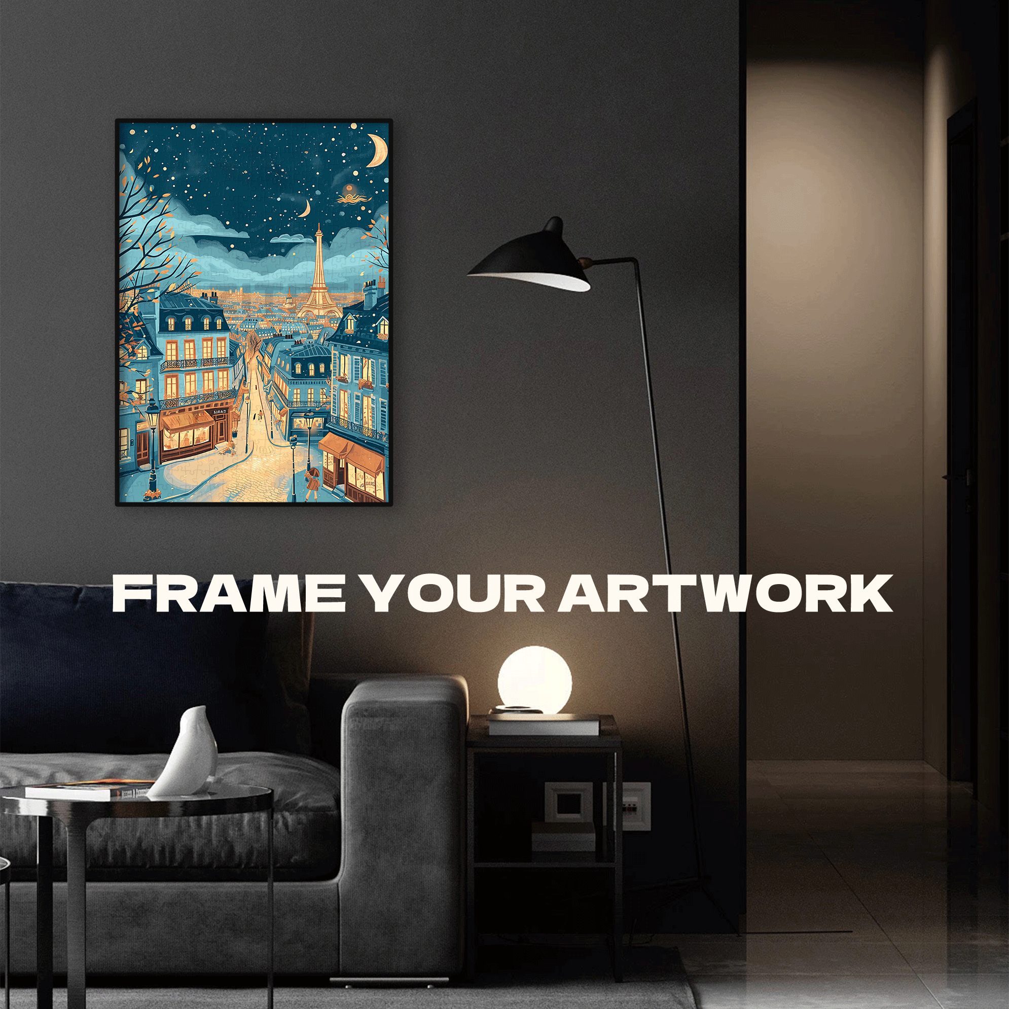 Paris At Night 500pcs/1000pcs Jigsaw Puzzle, Scratch-Resistant, Interactive Family Game & Brain-Boosting DIY Decor, Perfect for Halloween, Christmas & New Year Gifts, Family Puzzle Game