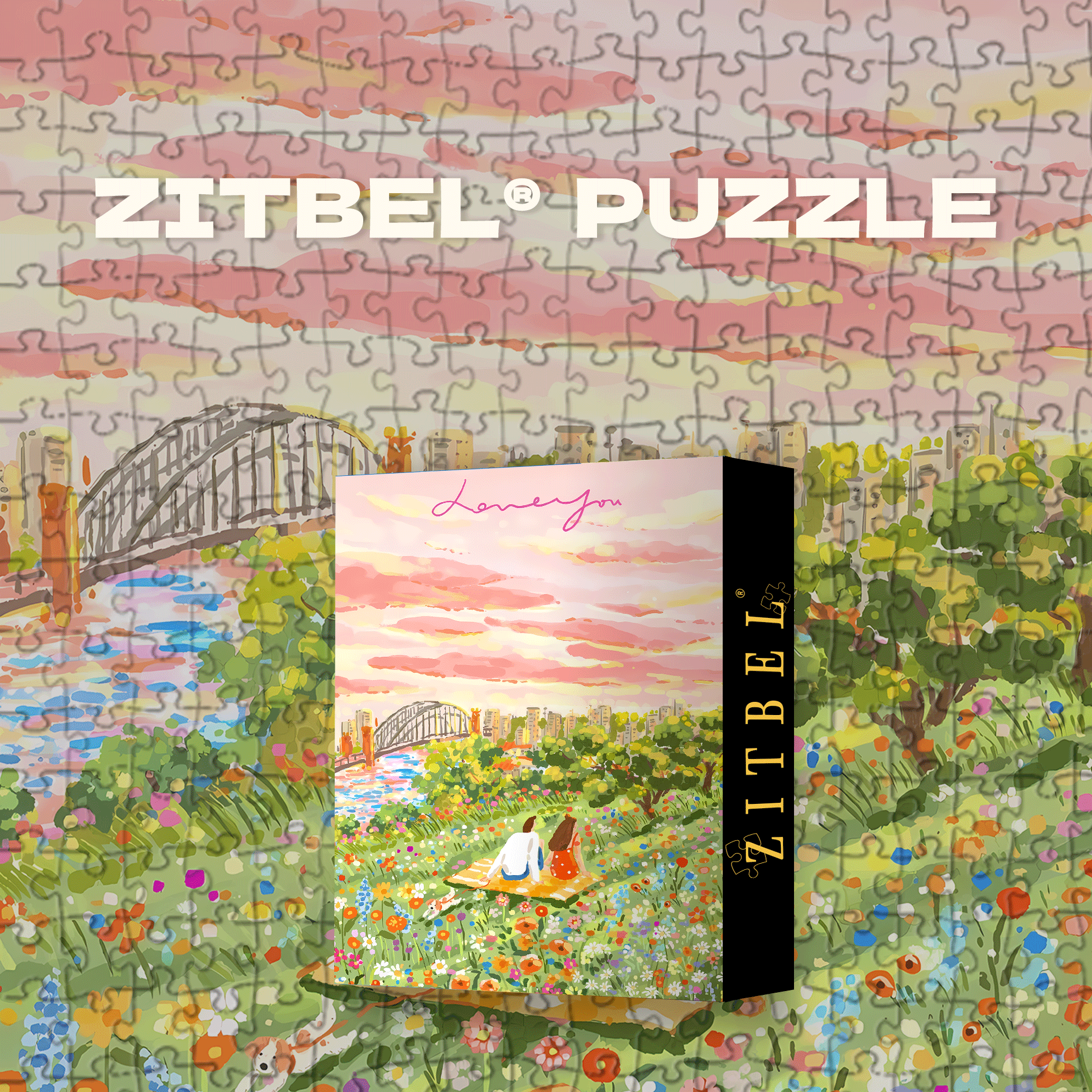 Pink Clouds in The Sky 500pcs/1000pcs Jigsaw Puzzle, Scratch-Resistant, Interactive Family Game & Brain-Boosting DIY Decor, Perfect for Halloween, Christmas & New Year Gifts, Family Puzzle Game