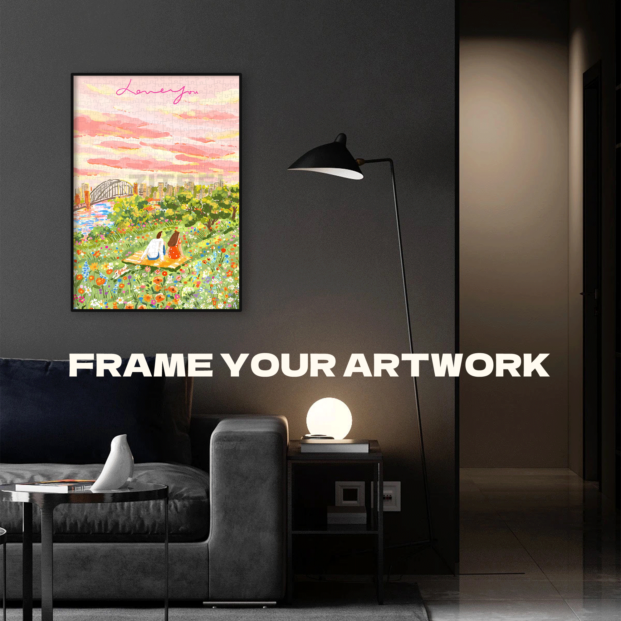 Pink Clouds in The Sky 500pcs/1000pcs Jigsaw Puzzle, Scratch-Resistant, Interactive Family Game & Brain-Boosting DIY Decor, Perfect for Halloween, Christmas & New Year Gifts, Family Puzzle Game