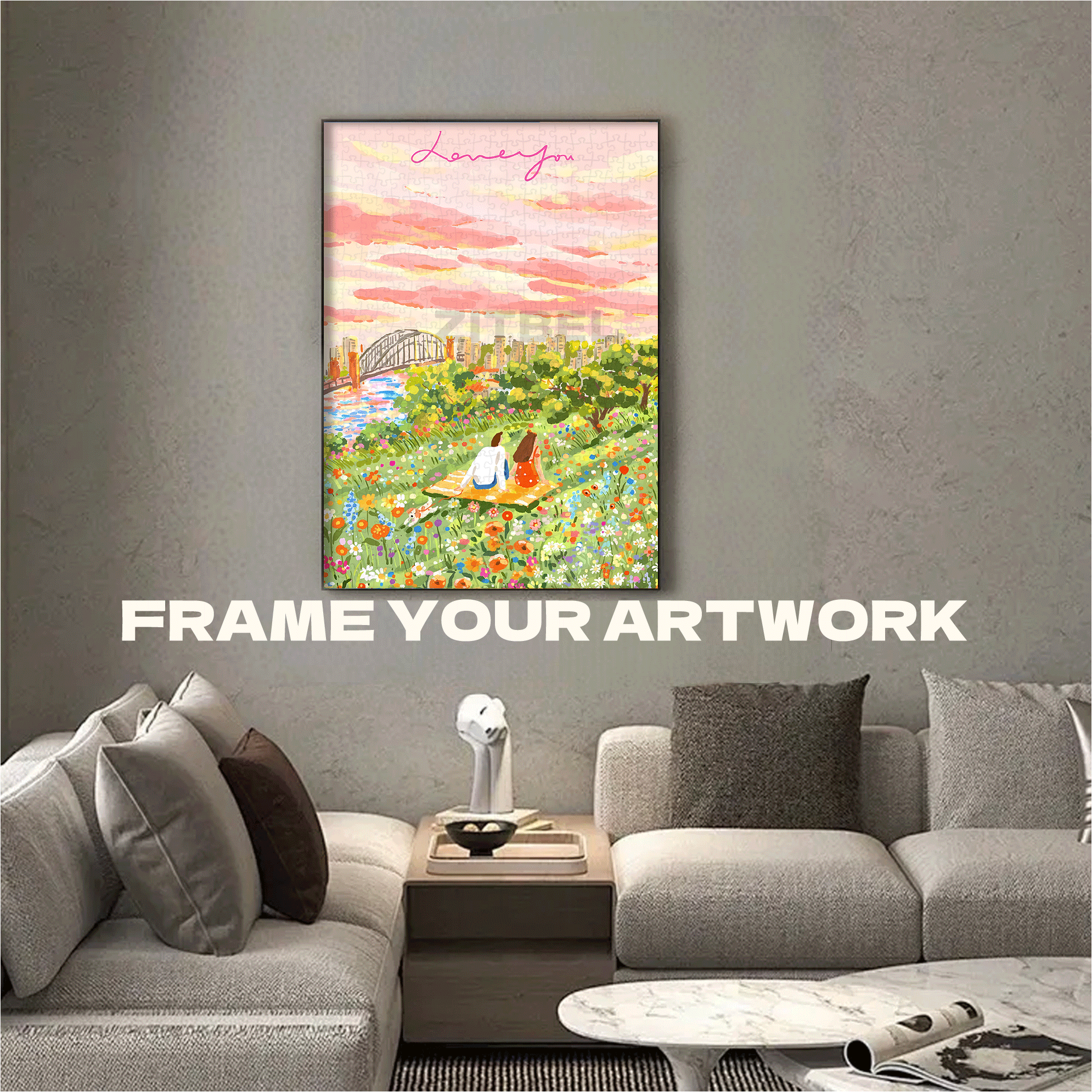 Pink Clouds in The Sky 500pcs/1000pcs Jigsaw Puzzle, Scratch-Resistant, Interactive Family Game & Brain-Boosting DIY Decor, Perfect for Halloween, Christmas & New Year Gifts, Family Puzzle Game