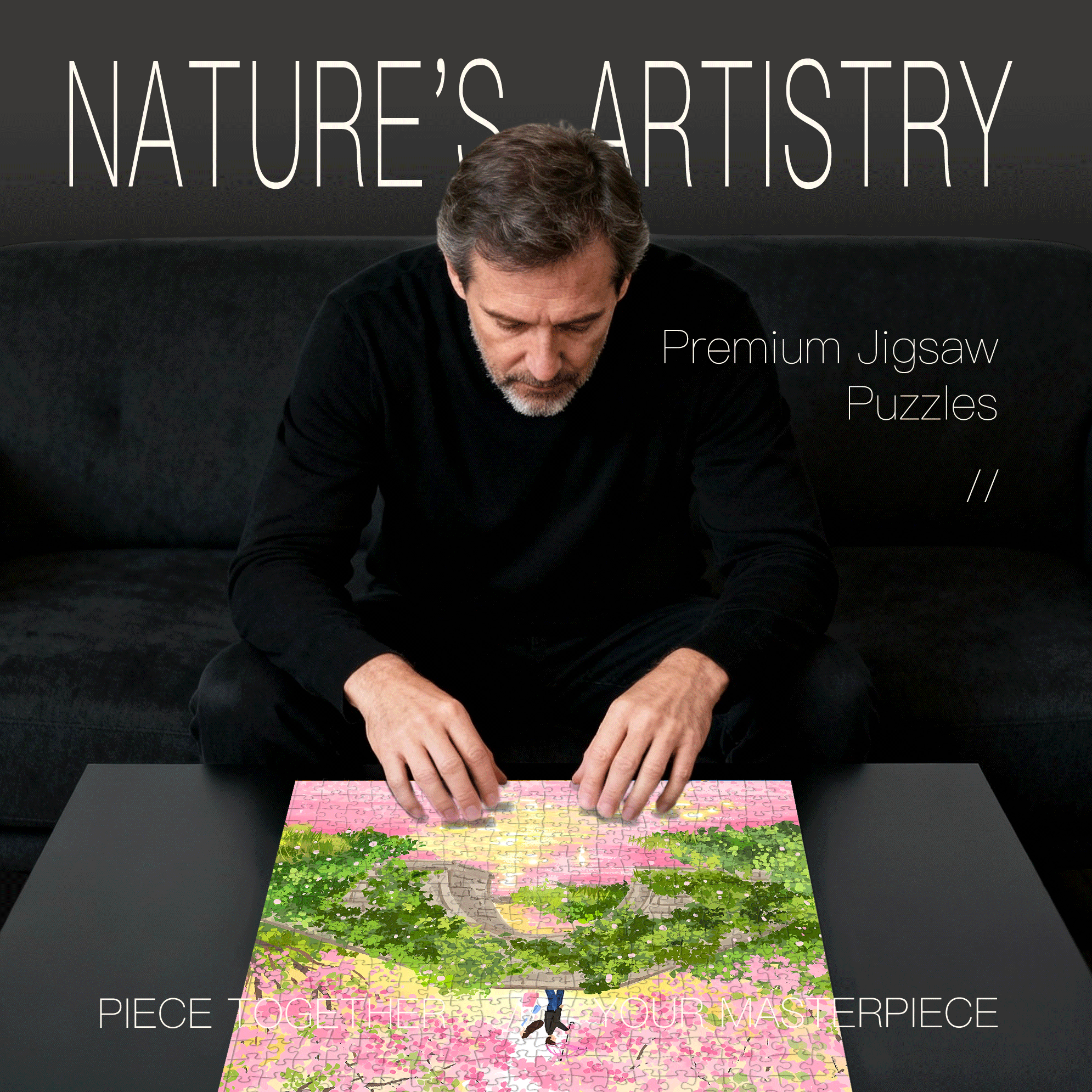 Pink Memories 500pcs/1000pcs Jigsaw Puzzle, Scratch-Resistant, Interactive Family Game & Brain-Boosting DIY Decor, Perfect for Halloween, Christmas & New Year Gifts, Family Puzzle Game