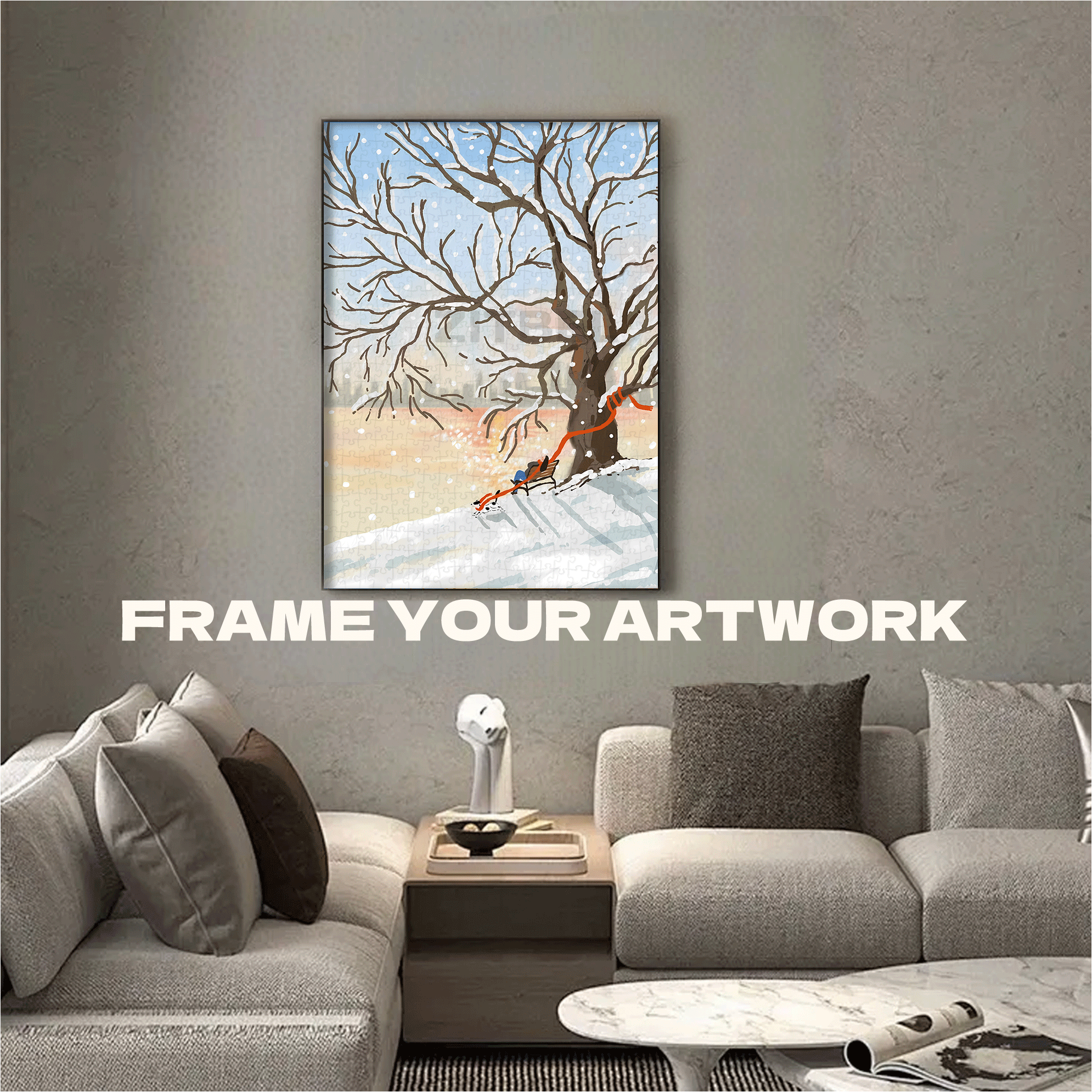 Red Scarf 500pcs/1000pcs Jigsaw Puzzle, Scratch-Resistant, Interactive Family Game & Brain-Boosting DIY Decor, Perfect for Halloween, Christmas & New Year Gifts, Family Puzzle Game