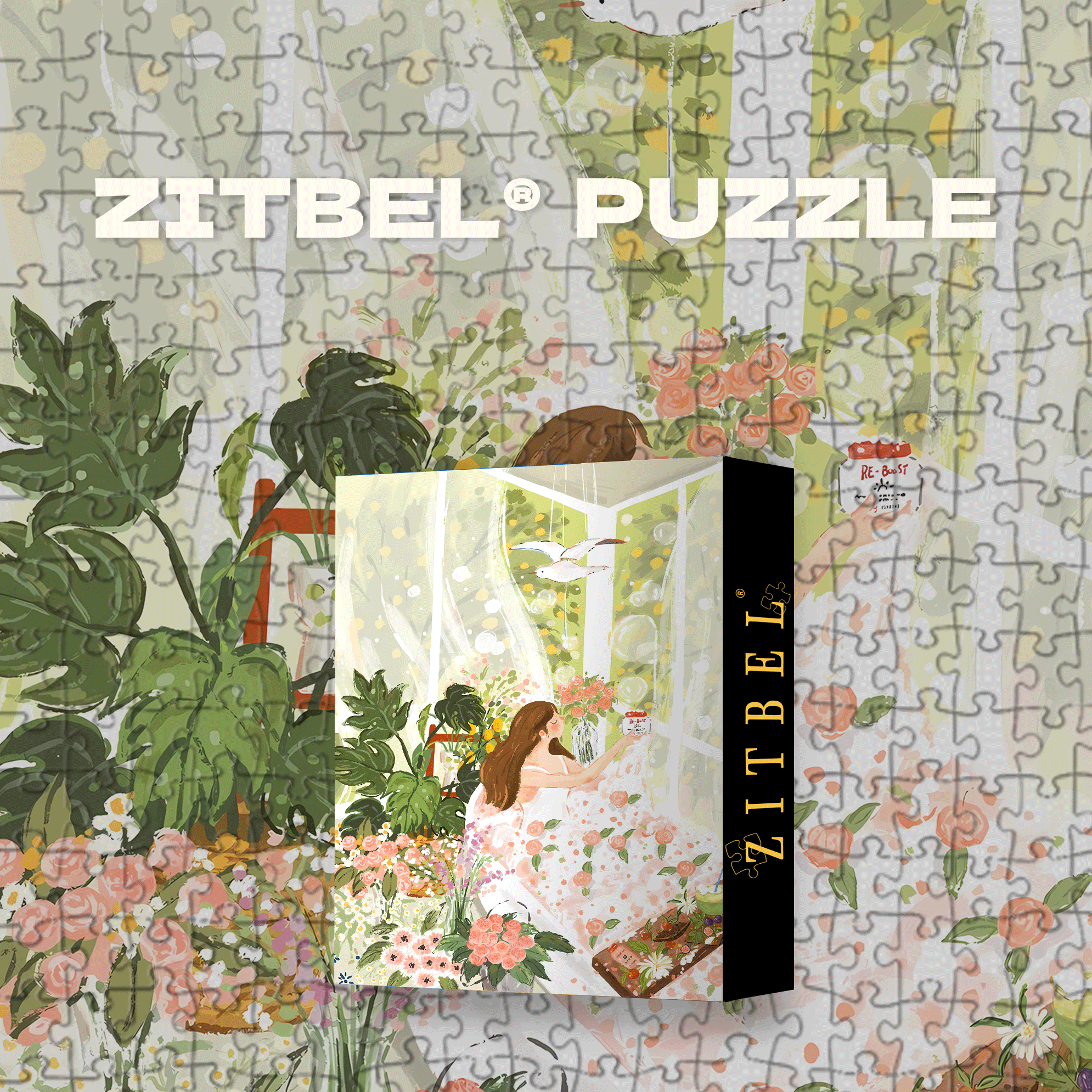 Rose Bubble Bath 500pcs/1000pcs Jigsaw Puzzle, Scratch-Resistant, Interactive Family Game & Brain-Boosting DIY Decor, Perfect for Halloween, Christmas & New Year Gifts, Family Puzzle Game