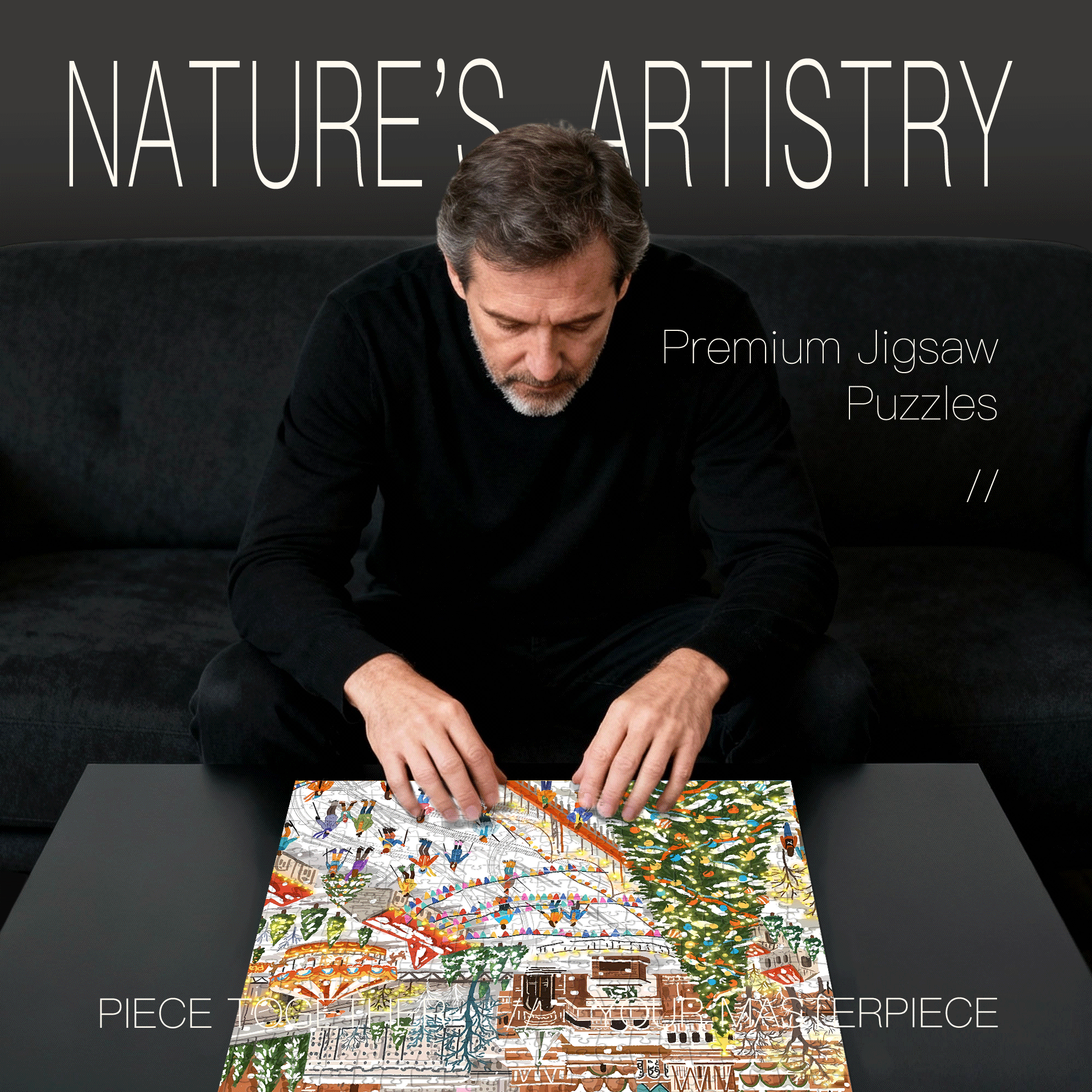 Skiing in Moscow 500pcs/1000pcs Jigsaw Puzzle, Scratch-Resistant, Interactive Family Game & Brain-Boosting DIY Decor, Perfect for Halloween, Christmas & New Year Gifts, Family Puzzle Game