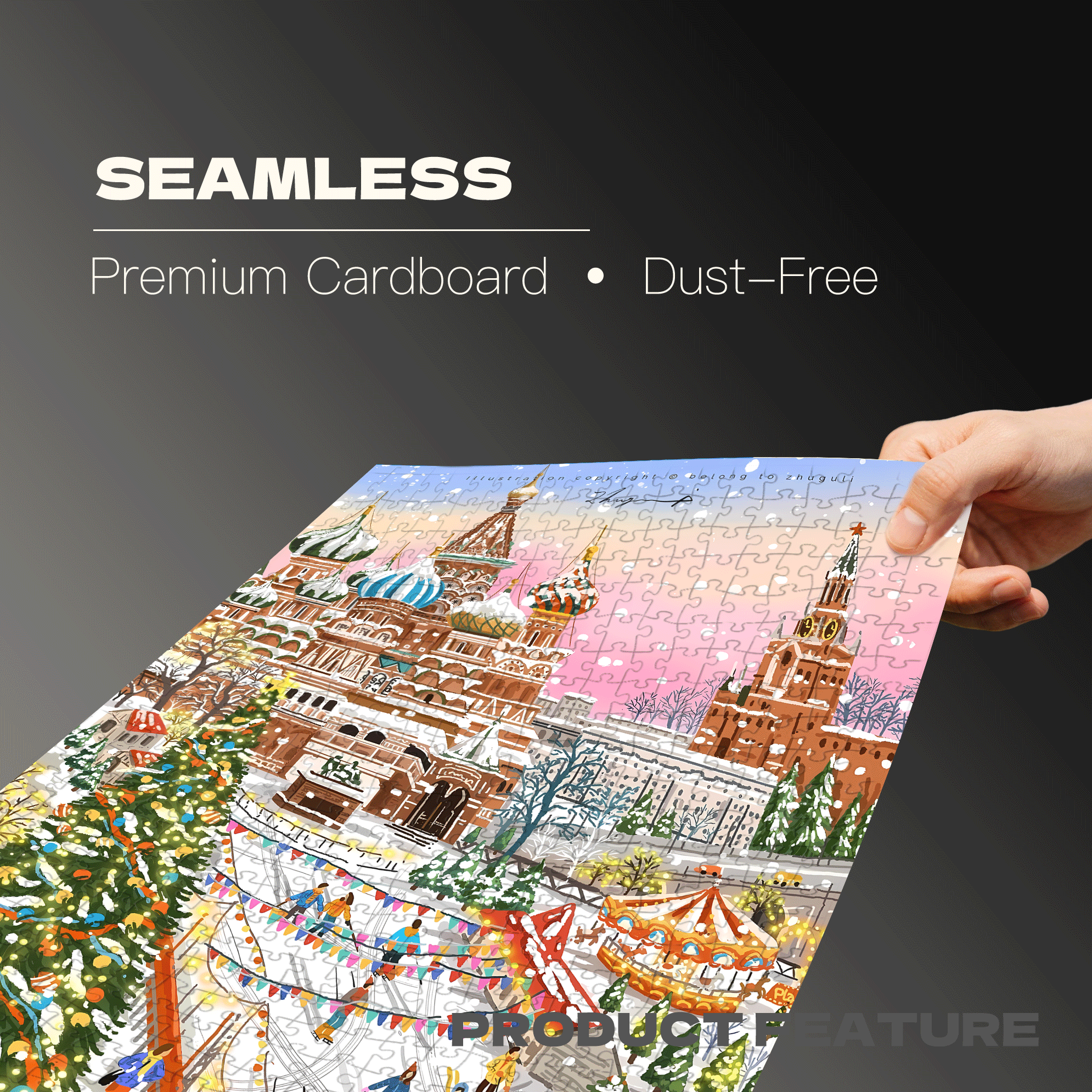 Skiing in Moscow 500pcs/1000pcs Jigsaw Puzzle, Scratch-Resistant, Interactive Family Game & Brain-Boosting DIY Decor, Perfect for Halloween, Christmas & New Year Gifts, Family Puzzle Game