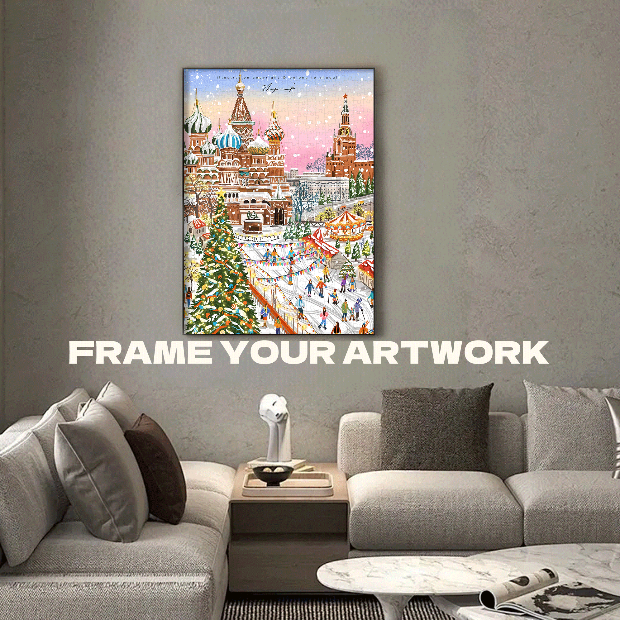 Skiing in Moscow 500pcs/1000pcs Jigsaw Puzzle, Scratch-Resistant, Interactive Family Game & Brain-Boosting DIY Decor, Perfect for Halloween, Christmas & New Year Gifts, Family Puzzle Game