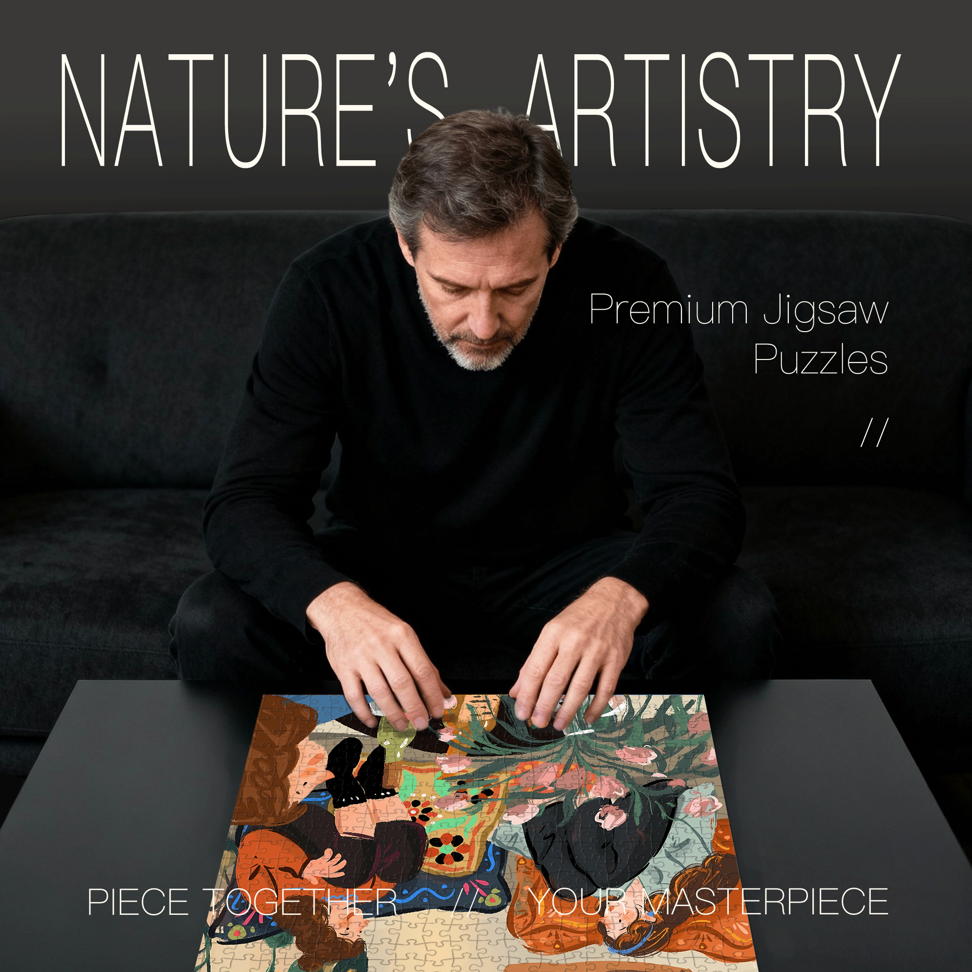 Spending The Weekend With Friends 500pcs/1000pcs Jigsaw Puzzle, Scratch-Resistant, Interactive Family Game & Brain-Boosting DIY Decor, Perfect for Halloween, Christmas & New Year Gifts, Family Puzzle Game