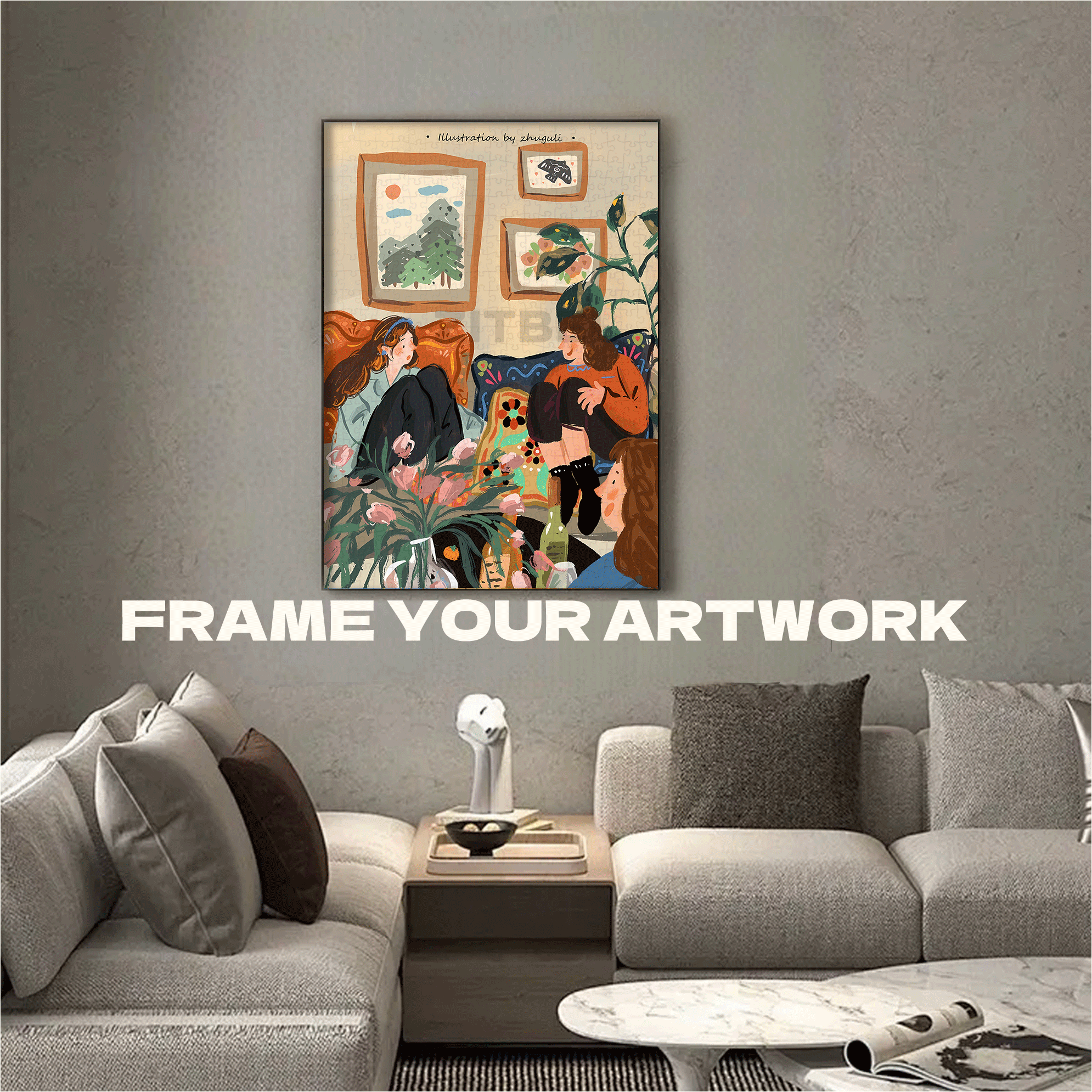 Spending The Weekend With Friends 500pcs/1000pcs Jigsaw Puzzle, Scratch-Resistant, Interactive Family Game & Brain-Boosting DIY Decor, Perfect for Halloween, Christmas & New Year Gifts, Family Puzzle Game