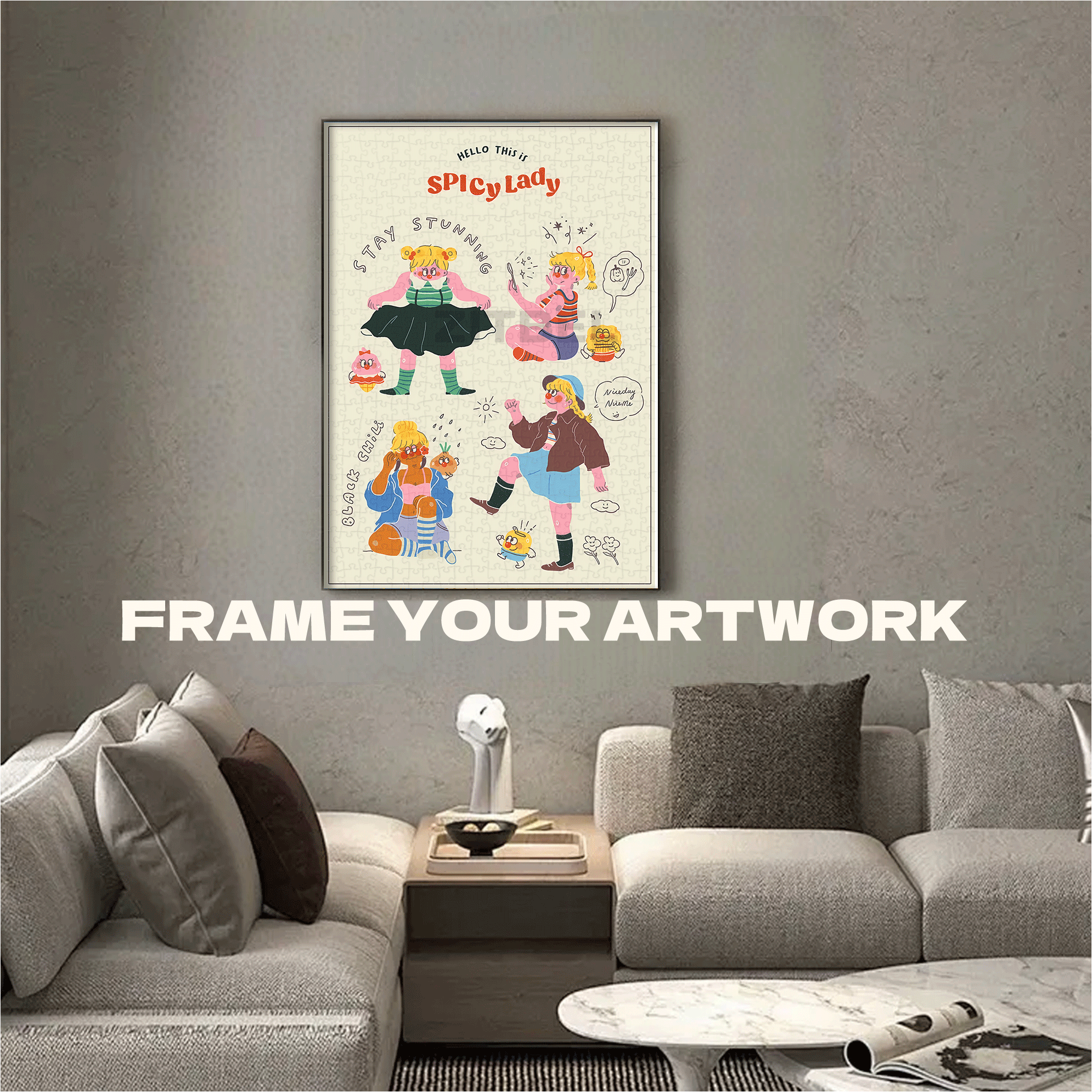 Spicy Lady 500pcs/1000pcs Jigsaw Puzzle, Scratch-Resistant, Interactive Family Game & Brain-Boosting DIY Decor, Perfect for Halloween, Christmas & New Year Gifts, Family Puzzle Game