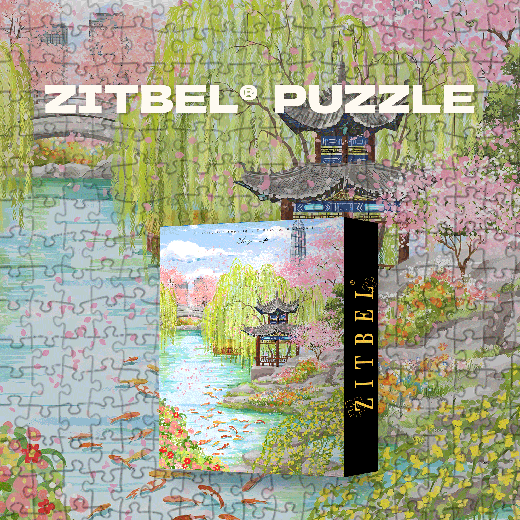 Spring Breeze Pavilion 500pcs/1000pcs Jigsaw Puzzle, Scratch-Resistant, Interactive Family Game & Brain-Boosting DIY Decor, Perfect for Halloween, Christmas & New Year Gifts, Family Puzzle Game