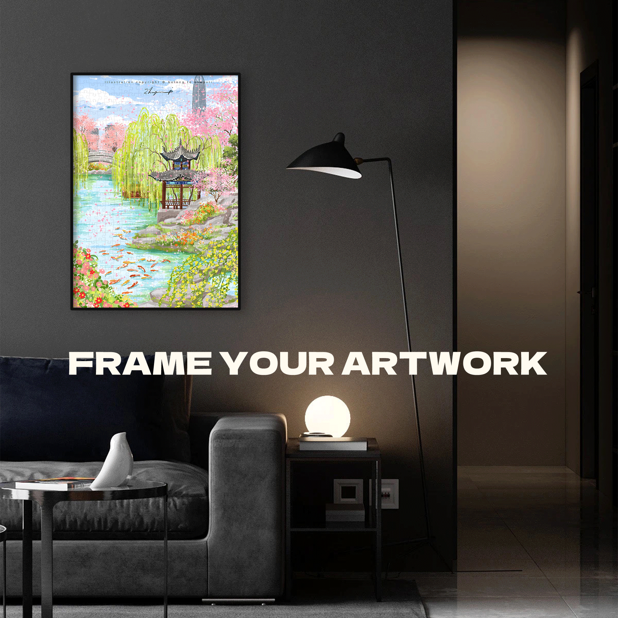 Spring Breeze Pavilion 500pcs/1000pcs Jigsaw Puzzle, Scratch-Resistant, Interactive Family Game & Brain-Boosting DIY Decor, Perfect for Halloween, Christmas & New Year Gifts, Family Puzzle Game