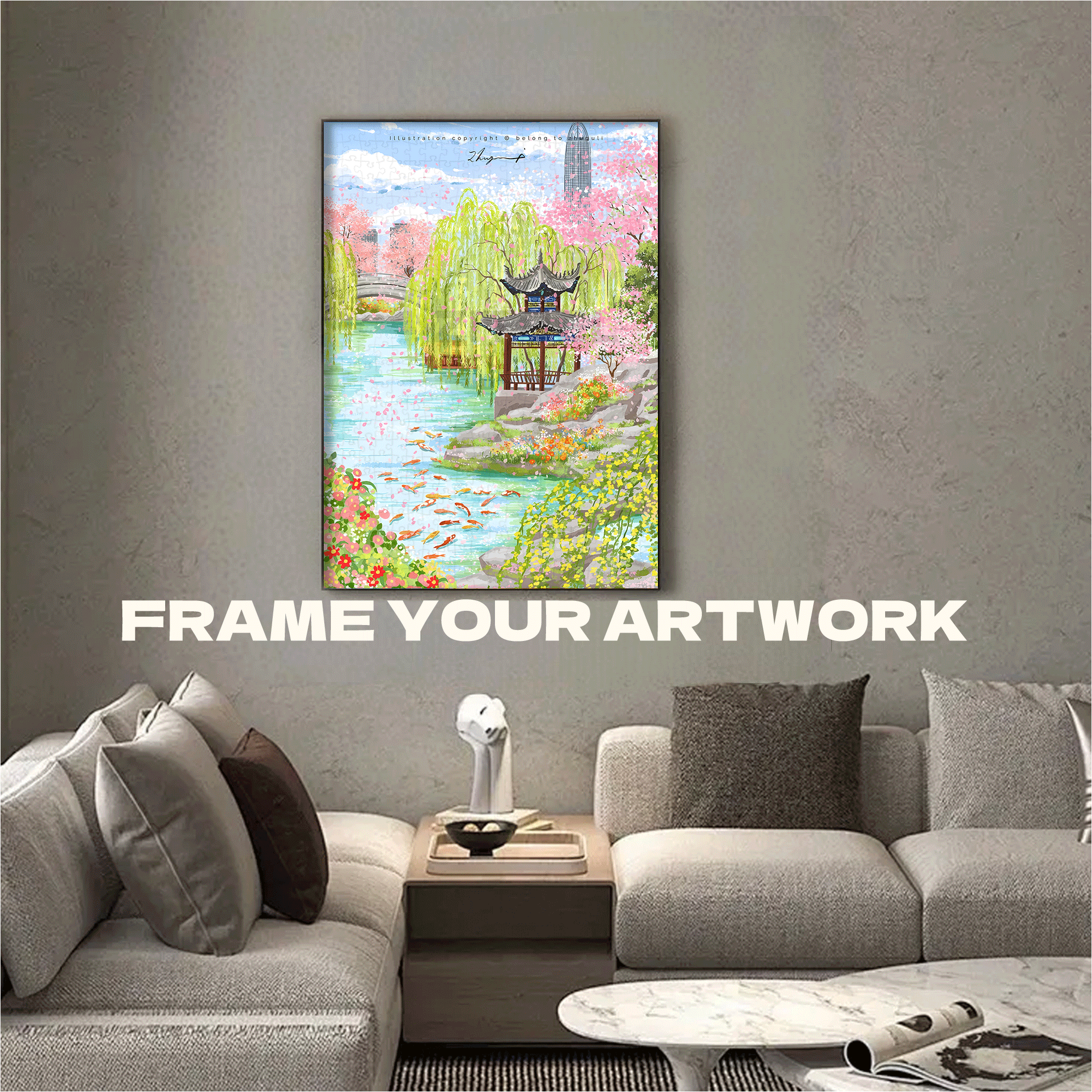 Spring Breeze Pavilion 500pcs/1000pcs Jigsaw Puzzle, Scratch-Resistant, Interactive Family Game & Brain-Boosting DIY Decor, Perfect for Halloween, Christmas & New Year Gifts, Family Puzzle Game