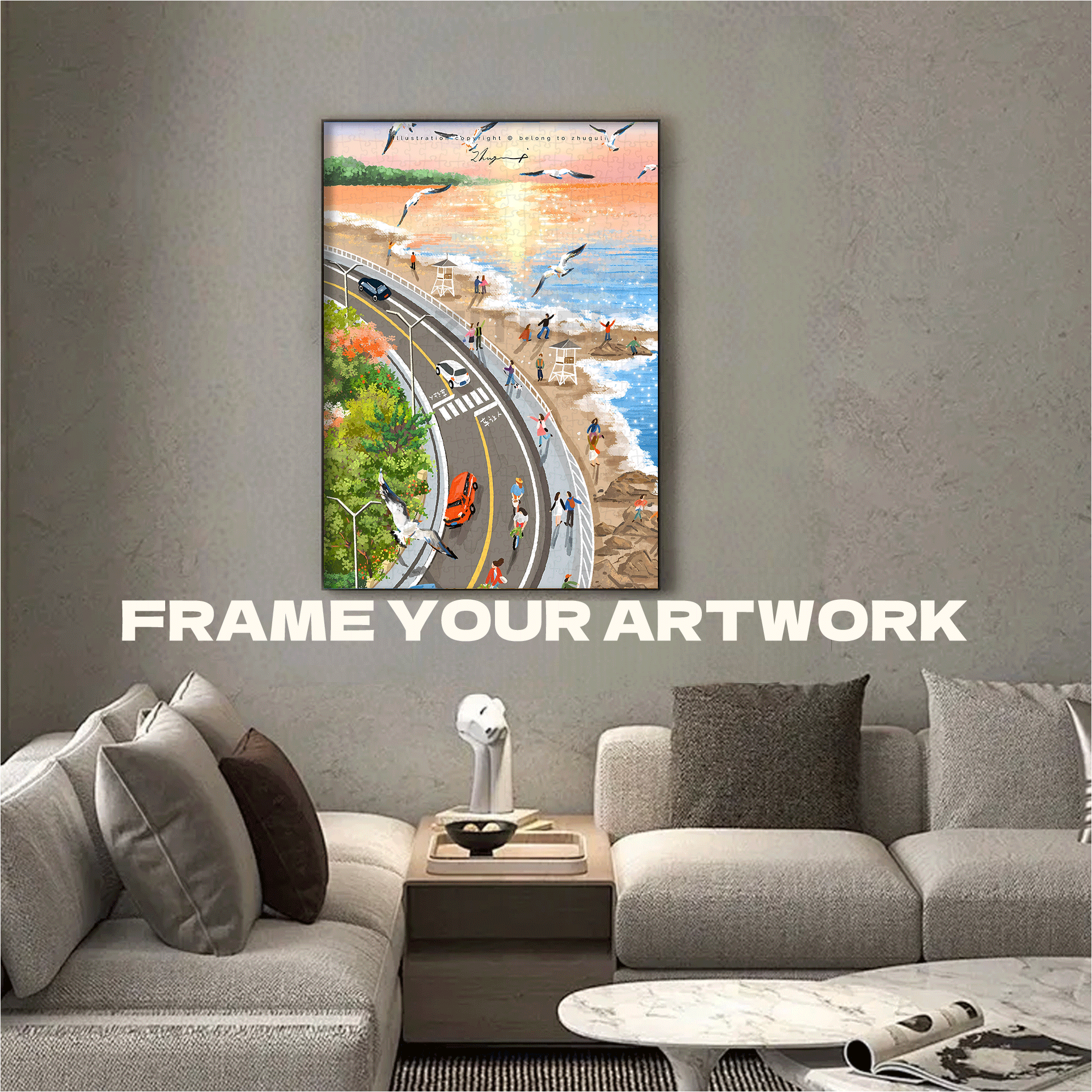 Summer Has Arrived 8 500pcs/1000pcs Jigsaw Puzzle, Scratch-Resistant, Interactive Family Game & Brain-Boosting DIY Decor, Perfect for Halloween, Christmas & New Year Gifts, Family Puzzle Game