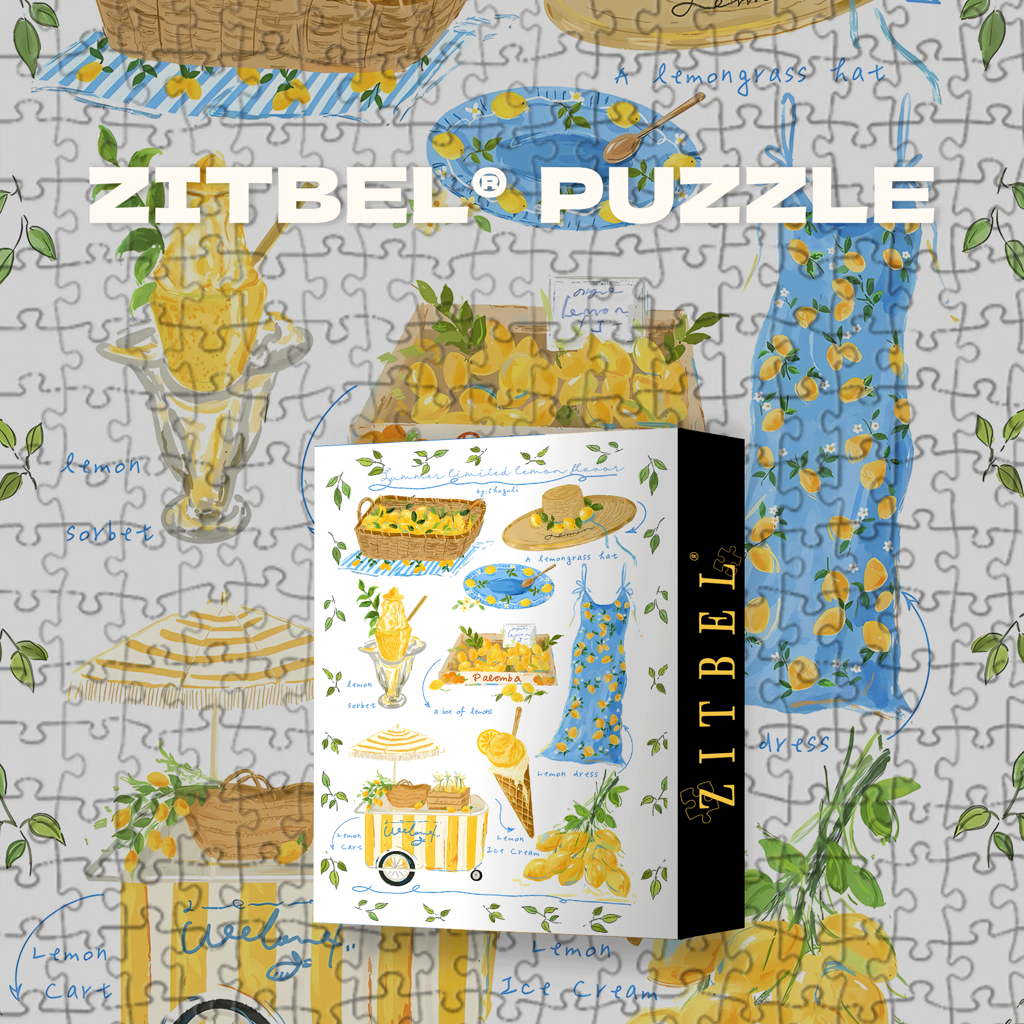 Summer Limited Edition Lemon Scent 500pcs/1000pcs Jigsaw Puzzle, Scratch-Resistant, Interactive Family Game & Brain-Boosting DIY Decor, Perfect for Halloween, Christmas & New Year Gifts, Family Puzzle Game