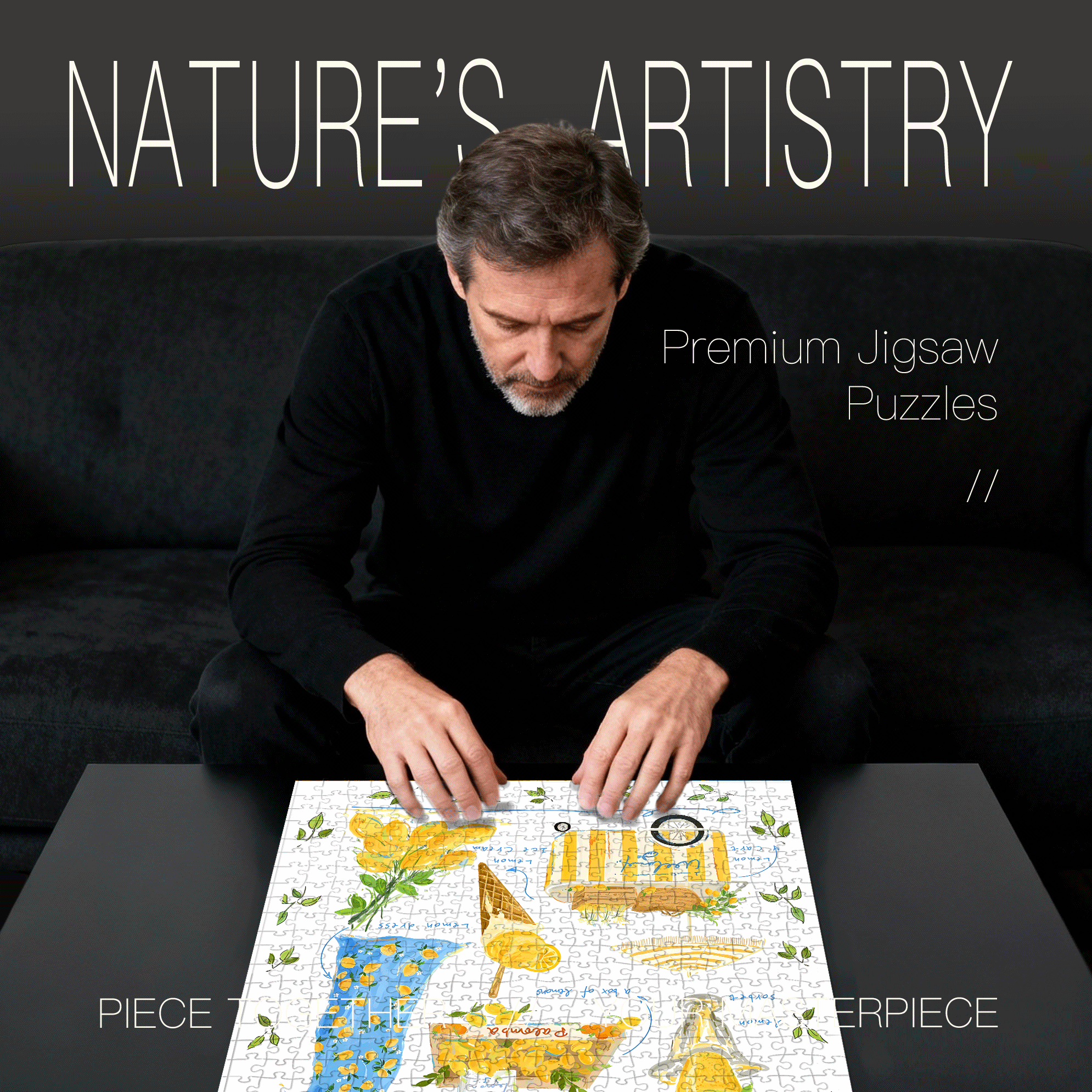 Summer Limited Edition Lemon Scent 500pcs/1000pcs Jigsaw Puzzle, Scratch-Resistant, Interactive Family Game & Brain-Boosting DIY Decor, Perfect for Halloween, Christmas & New Year Gifts, Family Puzzle Game