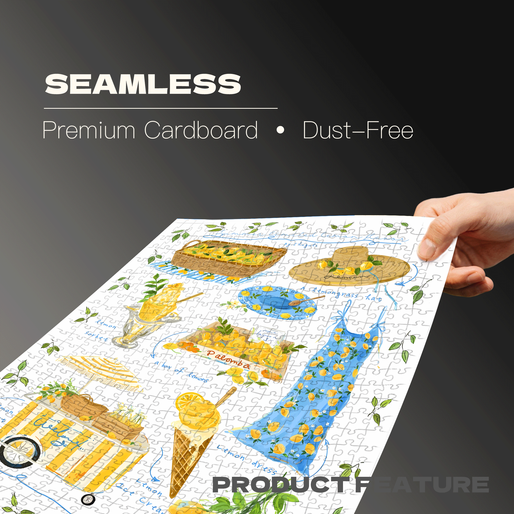 Summer Limited Edition Lemon Scent 500pcs/1000pcs Jigsaw Puzzle, Scratch-Resistant, Interactive Family Game & Brain-Boosting DIY Decor, Perfect for Halloween, Christmas & New Year Gifts, Family Puzzle Game