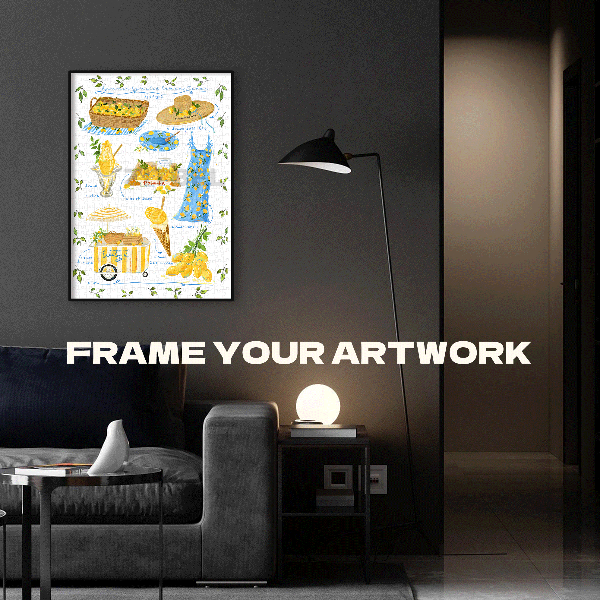 Summer Limited Edition Lemon Scent 500pcs/1000pcs Jigsaw Puzzle, Scratch-Resistant, Interactive Family Game & Brain-Boosting DIY Decor, Perfect for Halloween, Christmas & New Year Gifts, Family Puzzle Game