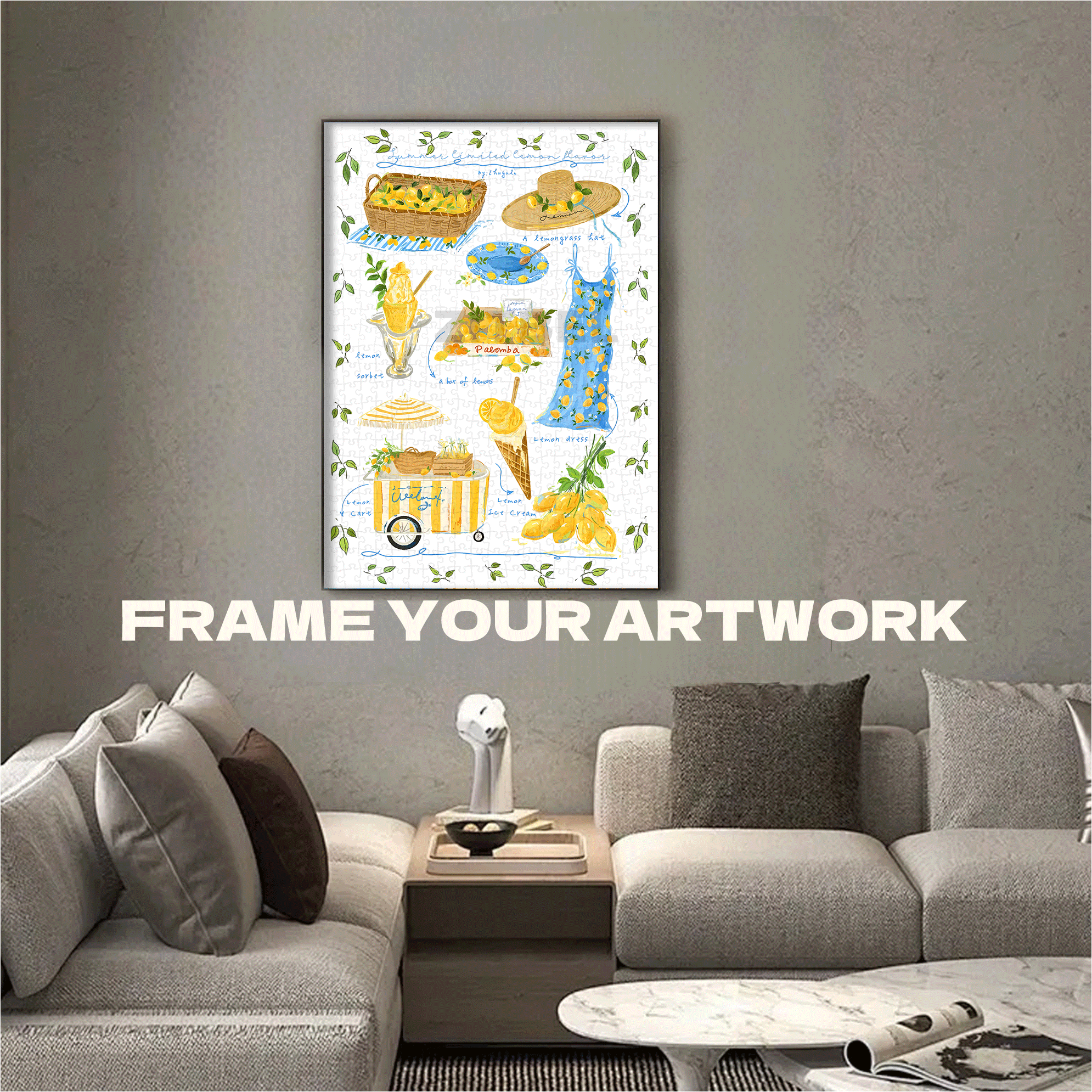 Summer Limited Edition Lemon Scent 500pcs/1000pcs Jigsaw Puzzle, Scratch-Resistant, Interactive Family Game & Brain-Boosting DIY Decor, Perfect for Halloween, Christmas & New Year Gifts, Family Puzzle Game