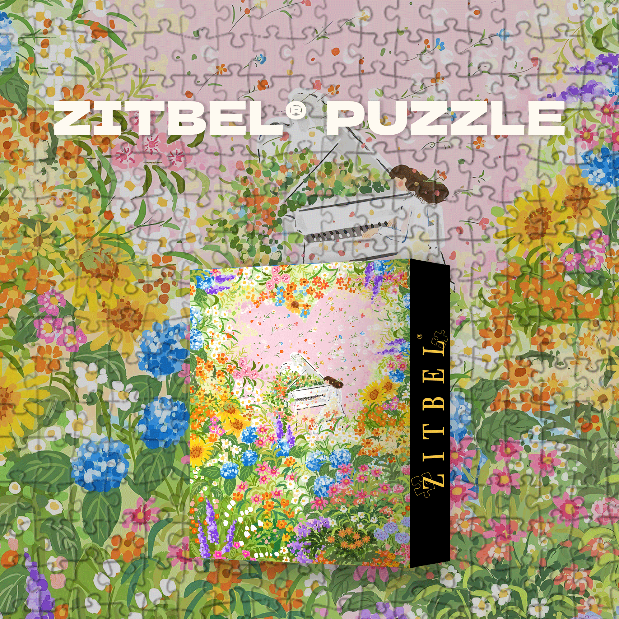 Surrounded By Flowers 500pcs/1000pcs Jigsaw Puzzle, Scratch-Resistant, Interactive Family Game & Brain-Boosting DIY Decor, Perfect for Halloween, Christmas & New Year Gifts, Family Puzzle Game