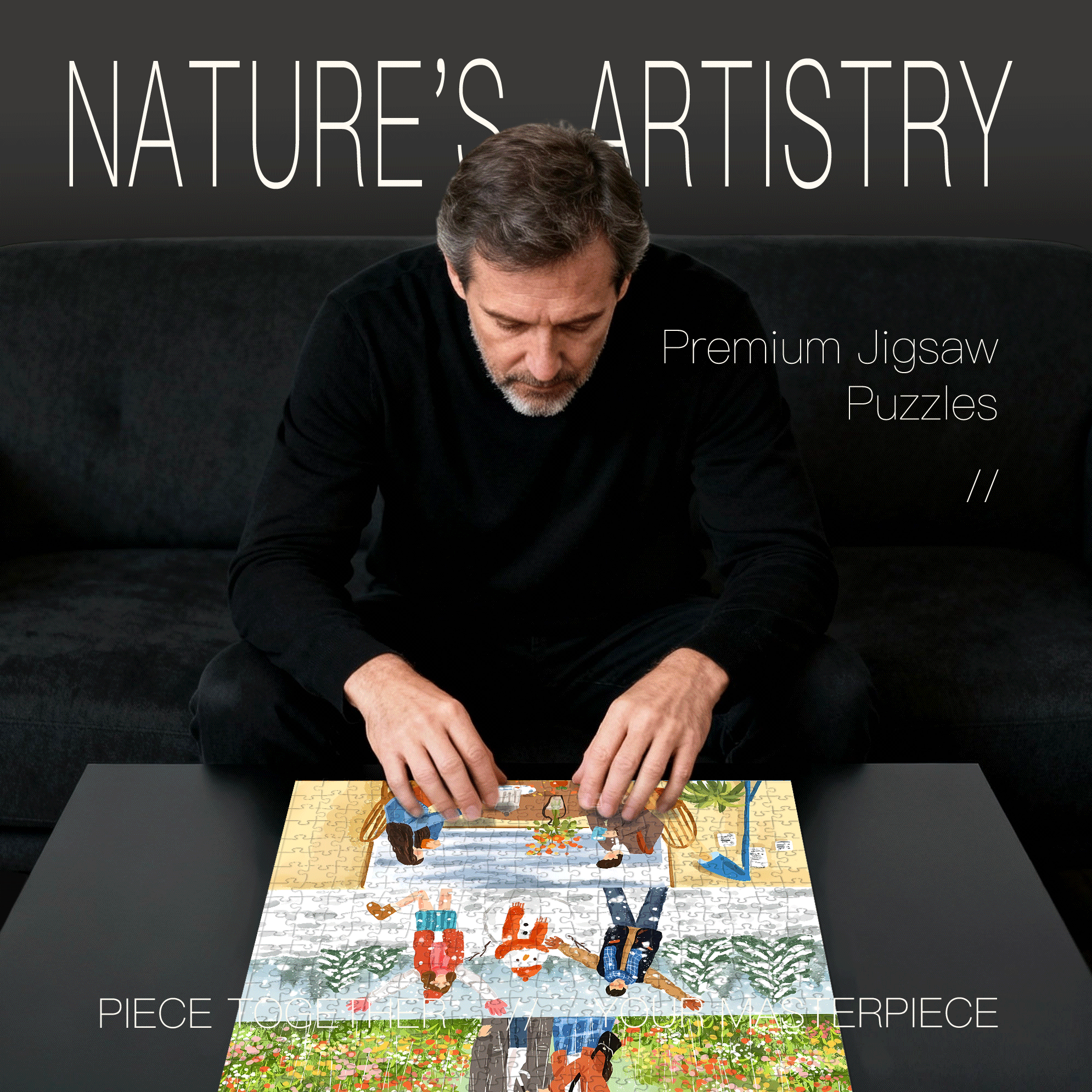 Sweet Seasons 500pcs/1000pcs Jigsaw Puzzle, Scratch-Resistant, Interactive Family Game & Brain-Boosting DIY Decor, Perfect for Halloween, Christmas & New Year Gifts, Family Puzzle Game