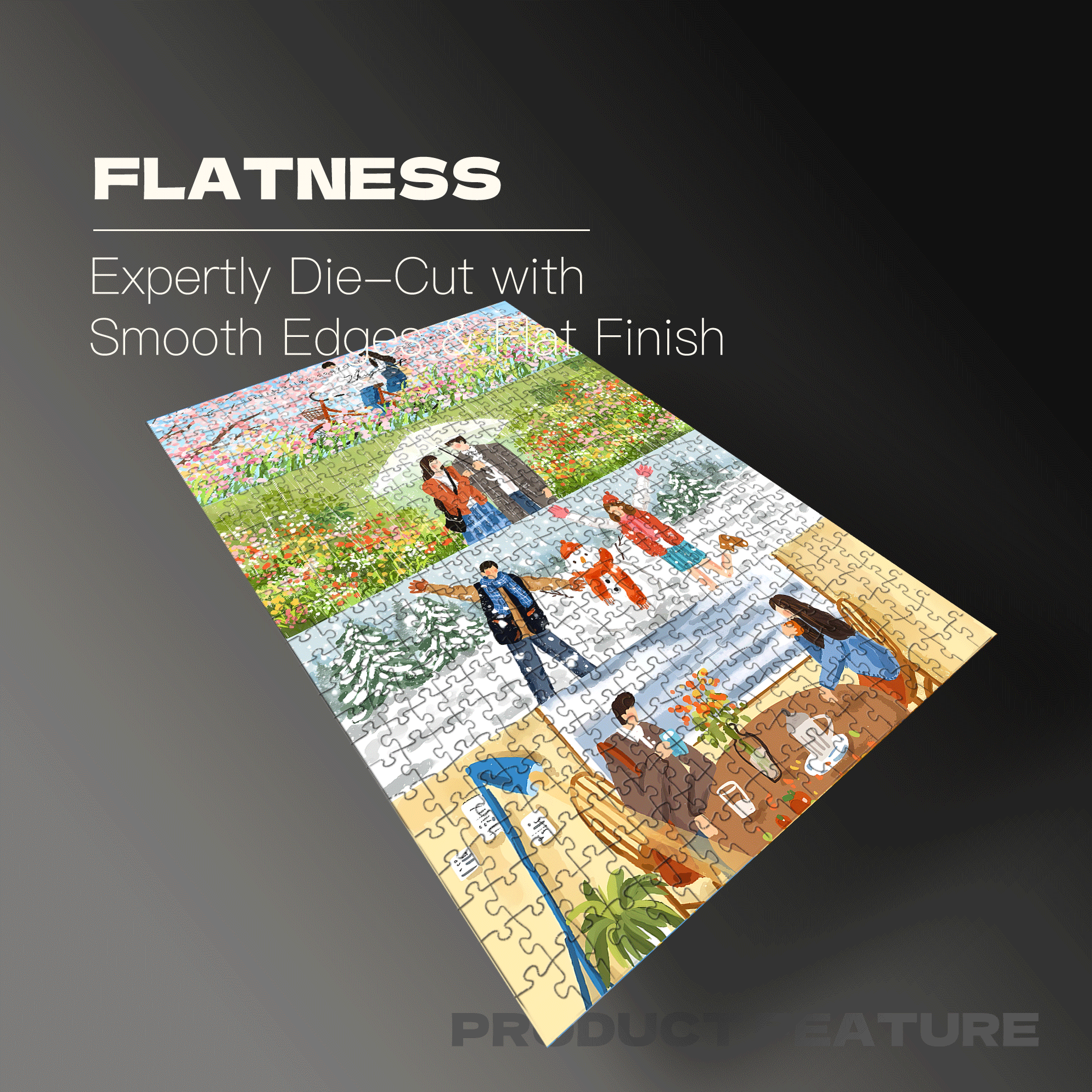 Sweet Seasons 500pcs/1000pcs Jigsaw Puzzle, Scratch-Resistant, Interactive Family Game & Brain-Boosting DIY Decor, Perfect for Halloween, Christmas & New Year Gifts, Family Puzzle Game