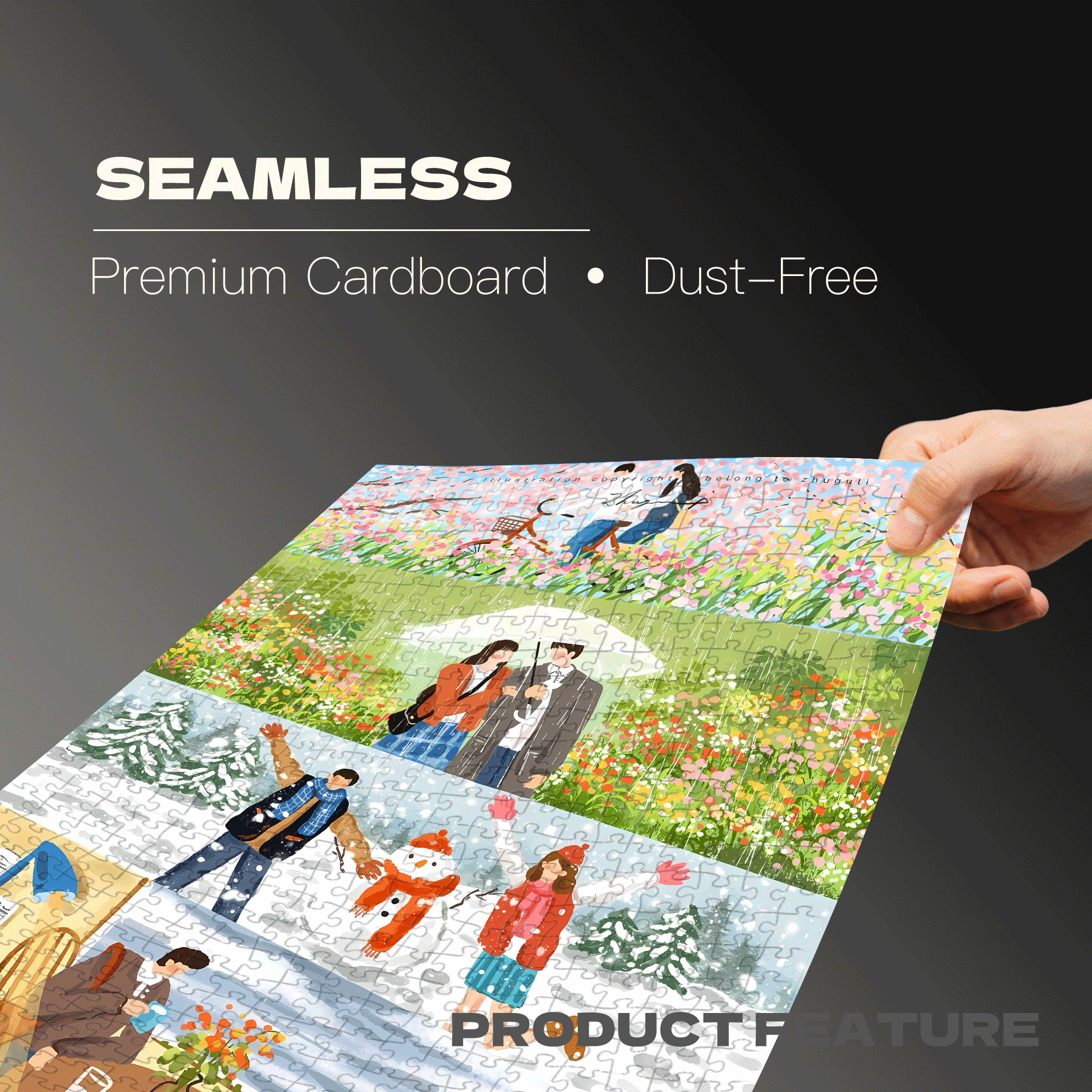 Sweet Seasons 500pcs/1000pcs Jigsaw Puzzle, Scratch-Resistant, Interactive Family Game & Brain-Boosting DIY Decor, Perfect for Halloween, Christmas & New Year Gifts, Family Puzzle Game