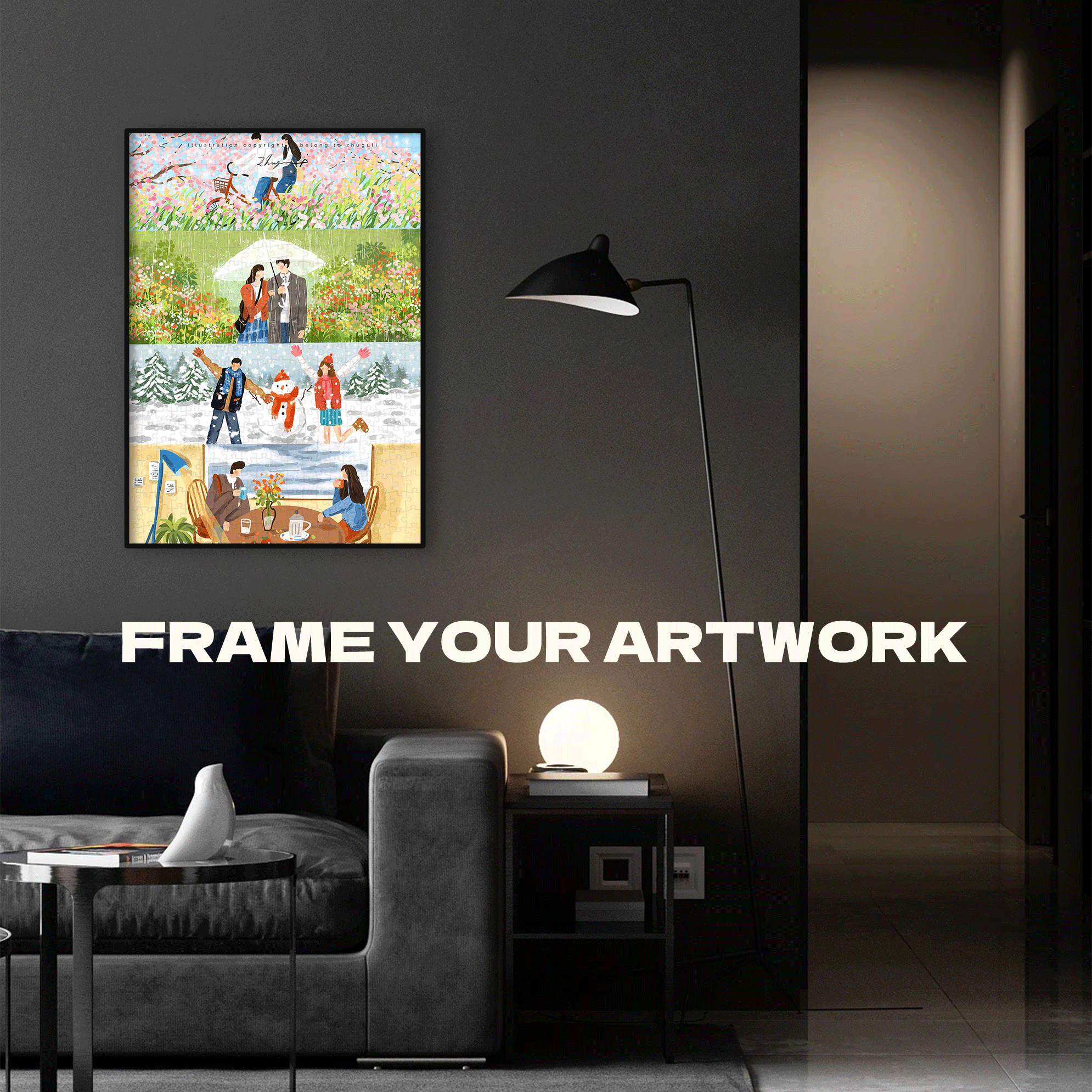 Sweet Seasons 500pcs/1000pcs Jigsaw Puzzle, Scratch-Resistant, Interactive Family Game & Brain-Boosting DIY Decor, Perfect for Halloween, Christmas & New Year Gifts, Family Puzzle Game