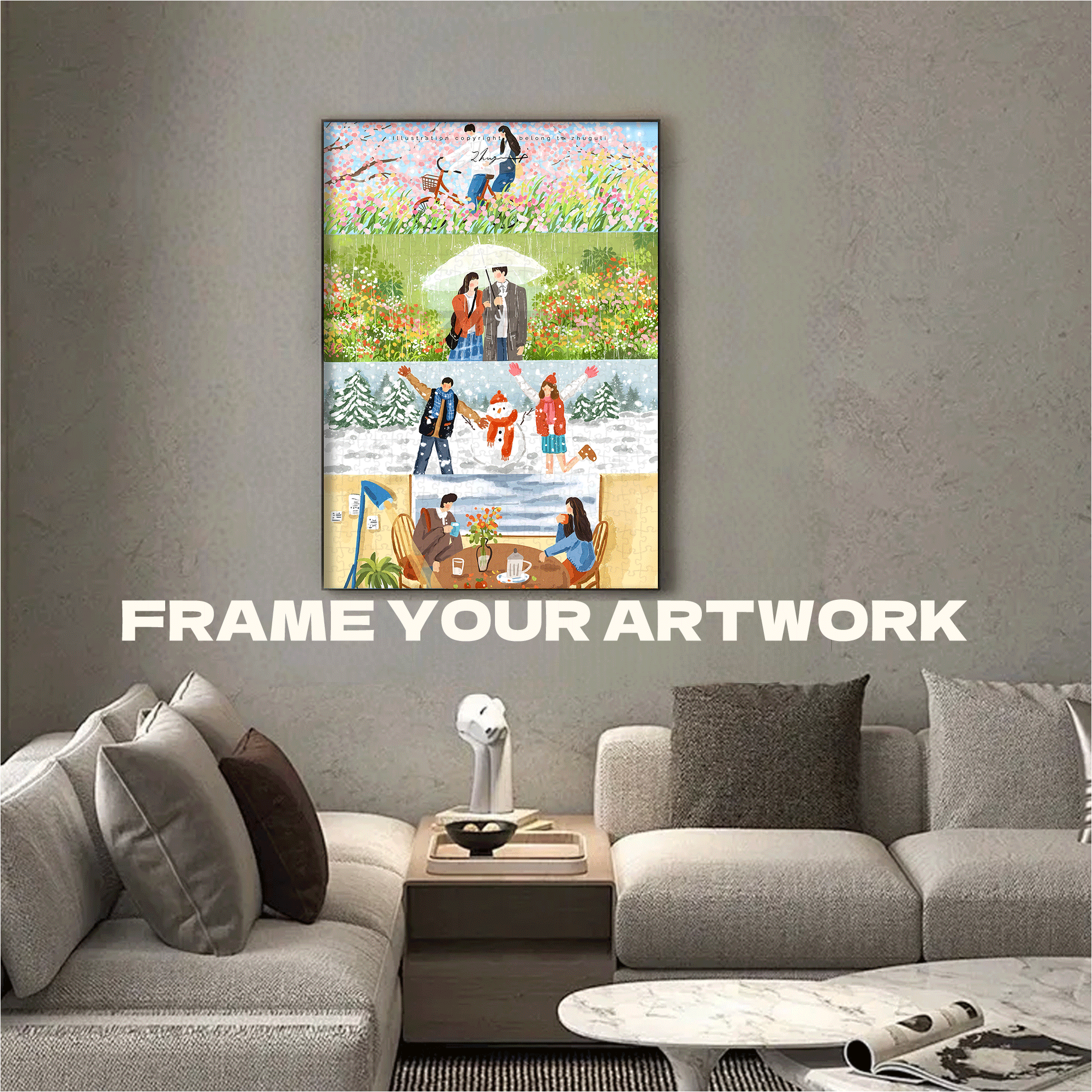 Sweet Seasons 500pcs/1000pcs Jigsaw Puzzle, Scratch-Resistant, Interactive Family Game & Brain-Boosting DIY Decor, Perfect for Halloween, Christmas & New Year Gifts, Family Puzzle Game