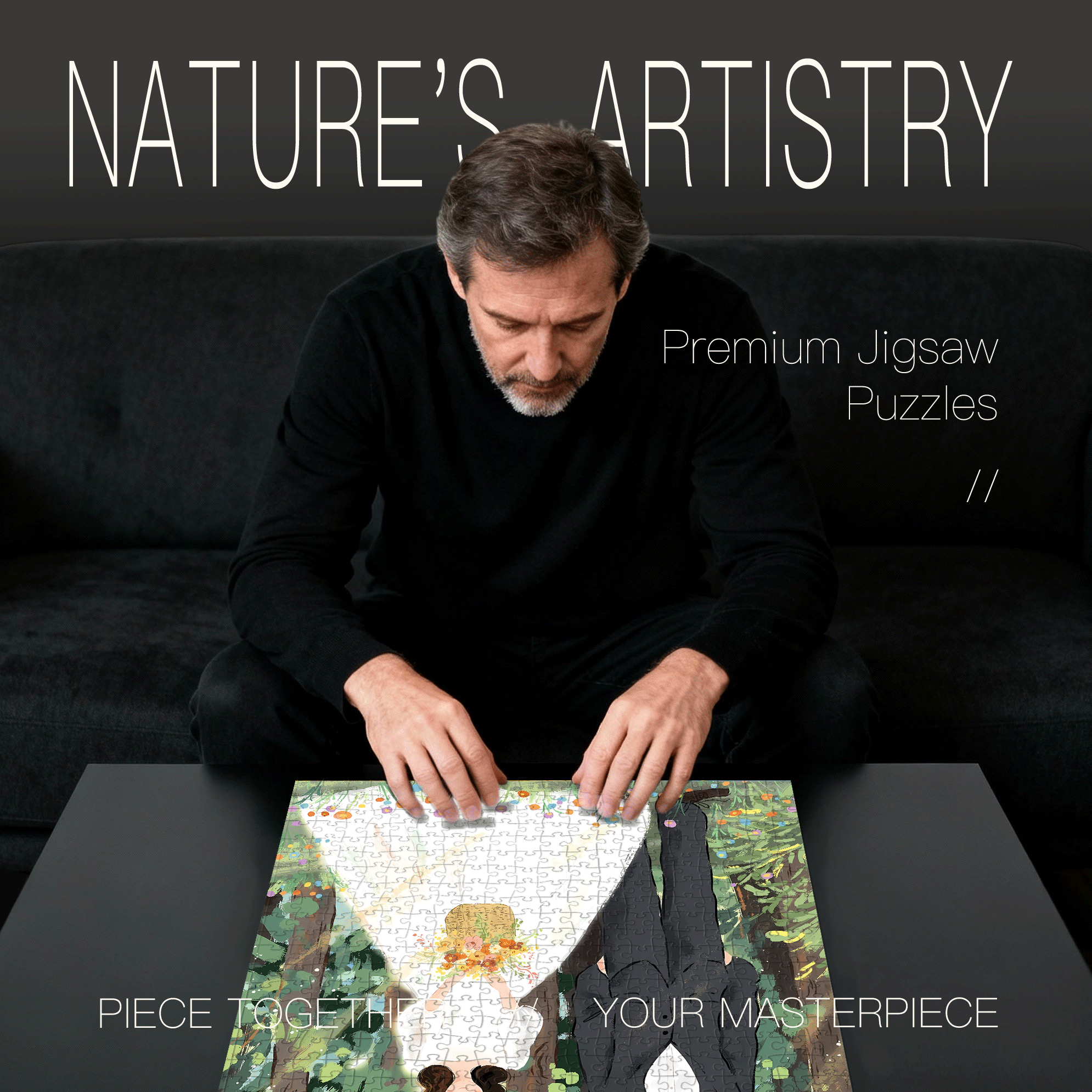 Sweetness In The Forest 500pcs/1000pcs Jigsaw Puzzle, Scratch-Resistant, Interactive Family Game & Brain-Boosting DIY Decor, Perfect for Halloween, Christmas & New Year Gifts, Family Puzzle Game