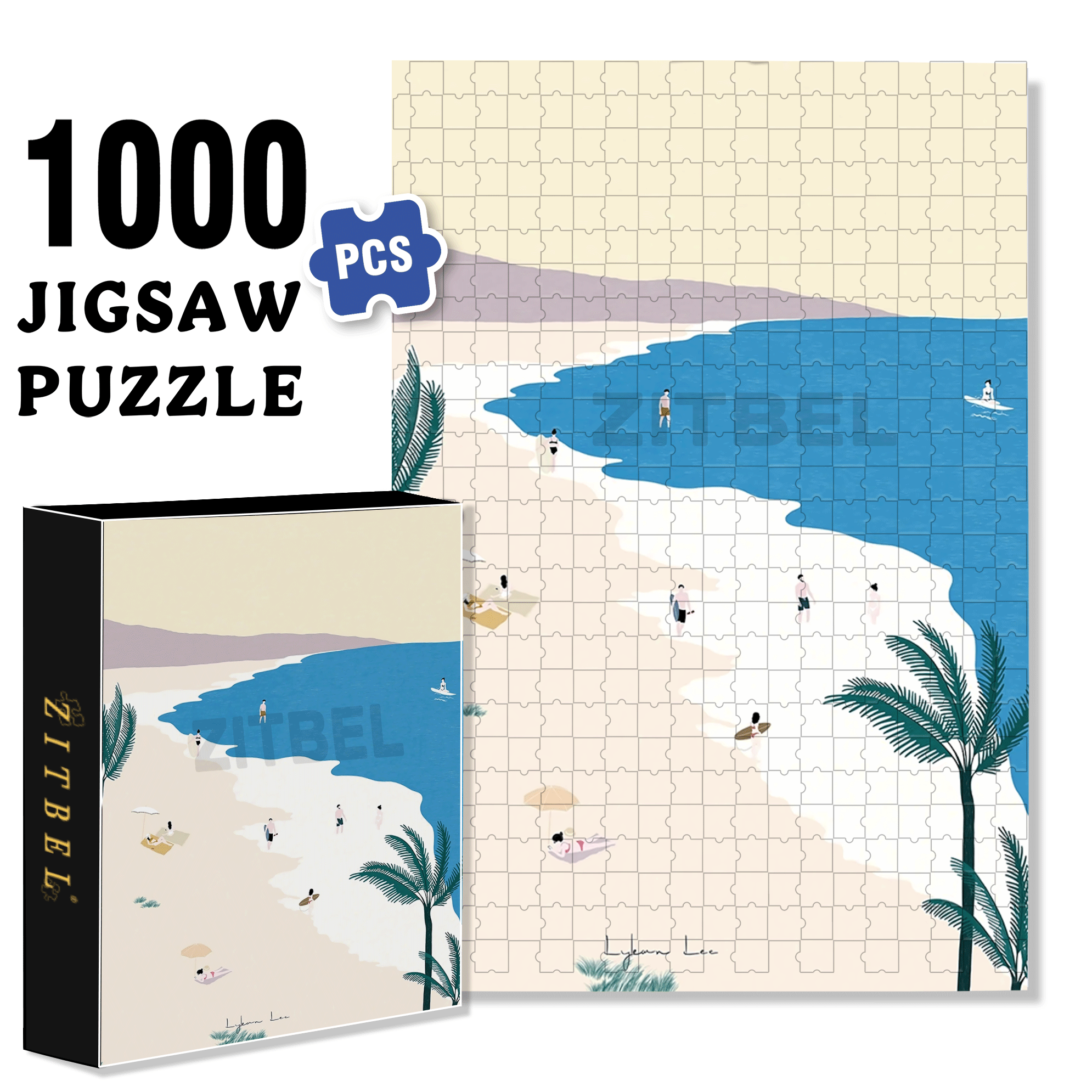 Beach 500pcs/1000pcs Jigsaw Puzzle, Scratch-Resistant, Interactive Family Game & Brain-Boosting DIY Decor, Perfect for Halloween, Christmas & New Year Gifts, Family Puzzle Game