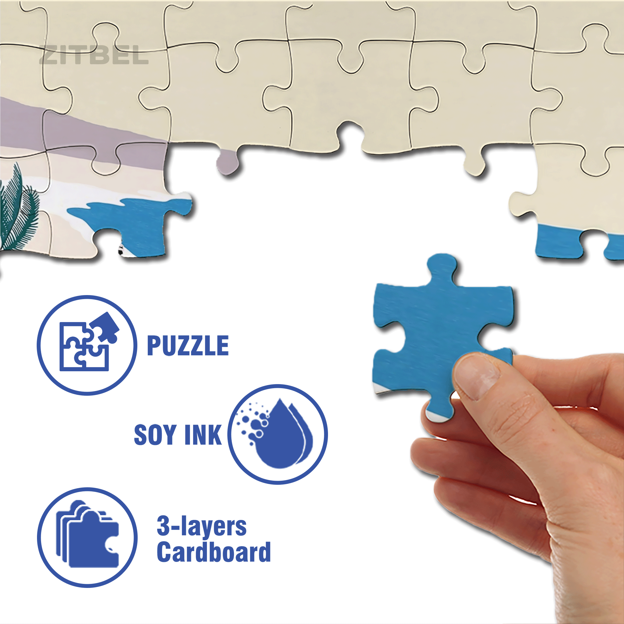 Beach 500pcs/1000pcs Jigsaw Puzzle, Scratch-Resistant, Interactive Family Game & Brain-Boosting DIY Decor, Perfect for Halloween, Christmas & New Year Gifts, Family Puzzle Game