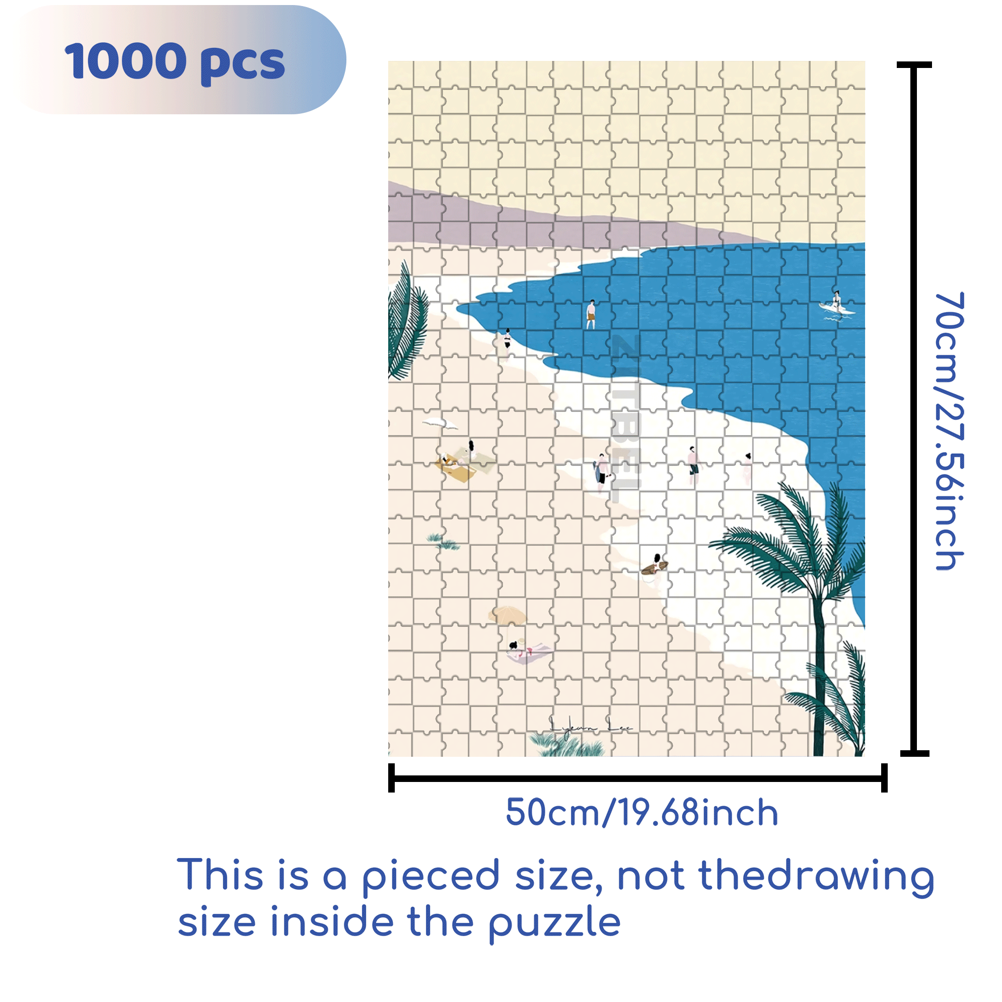 Beach 500pcs/1000pcs Jigsaw Puzzle, Scratch-Resistant, Interactive Family Game & Brain-Boosting DIY Decor, Perfect for Halloween, Christmas & New Year Gifts, Family Puzzle Game