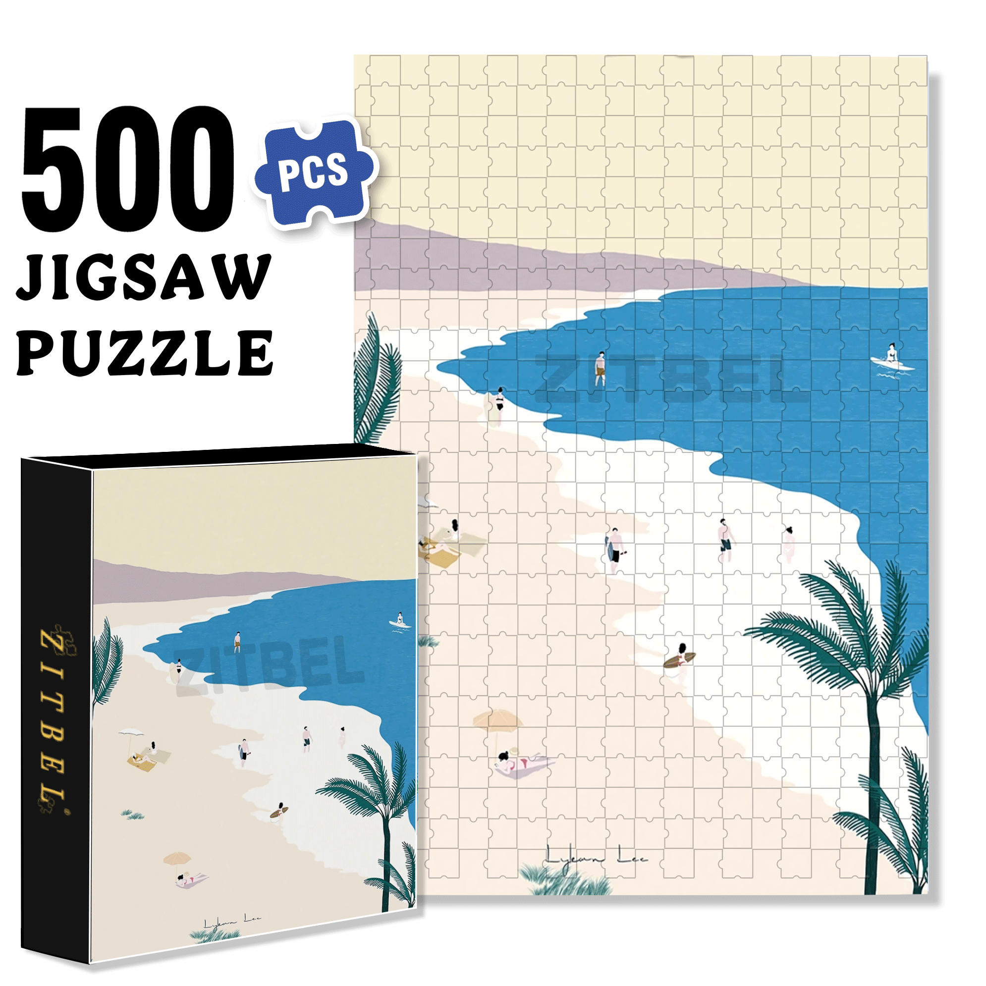 Beach 500pcs/1000pcs Jigsaw Puzzle, Scratch-Resistant, Interactive Family Game & Brain-Boosting DIY Decor, Perfect for Halloween, Christmas & New Year Gifts, Family Puzzle Game