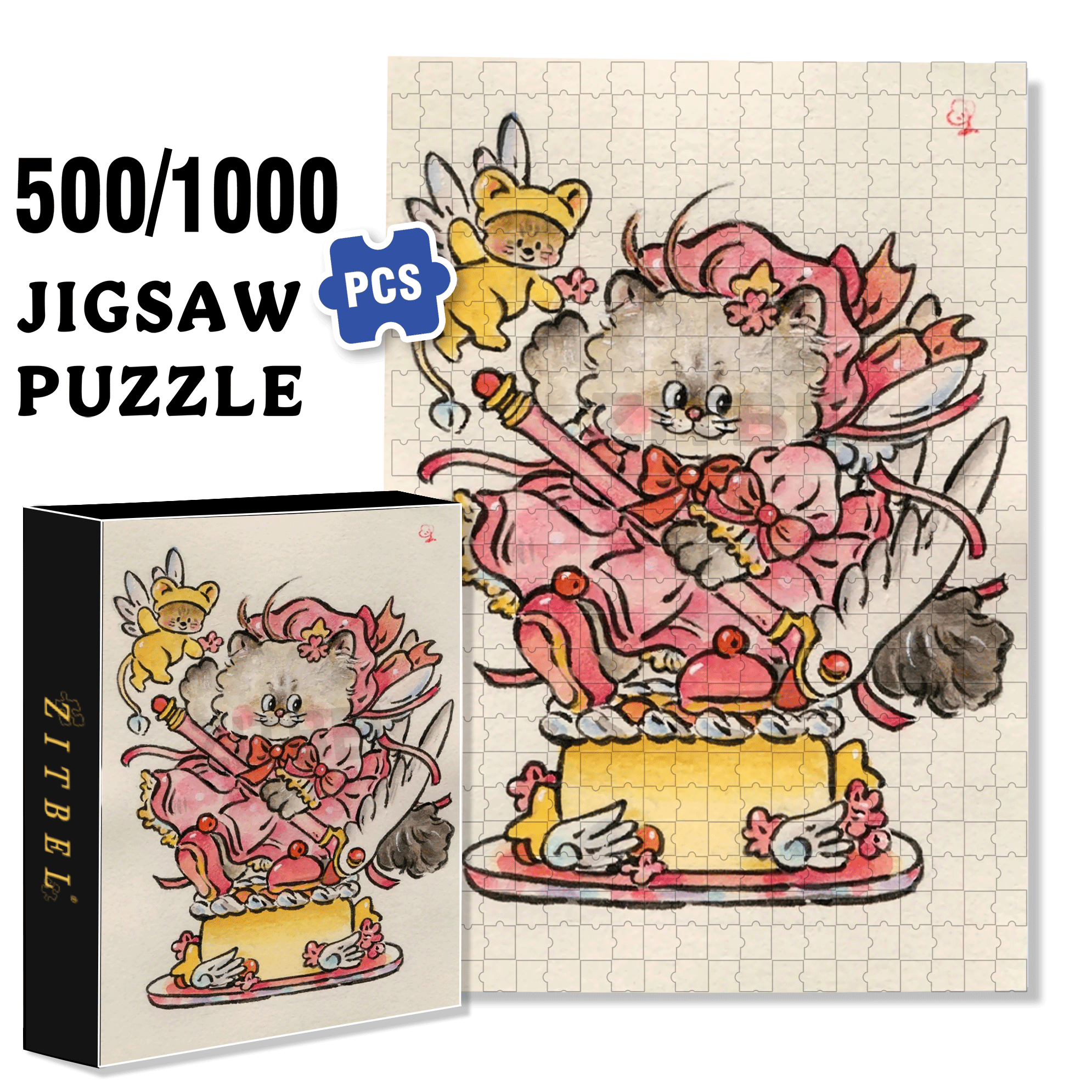 Birthday Stage 500pcs/1000pcs Jigsaw Puzzle, Scratch-Resistant, Interactive Family Game & Brain-Boosting DIY Decor, Perfect for Halloween, Christmas & New Year Gifts, Family Puzzle Game