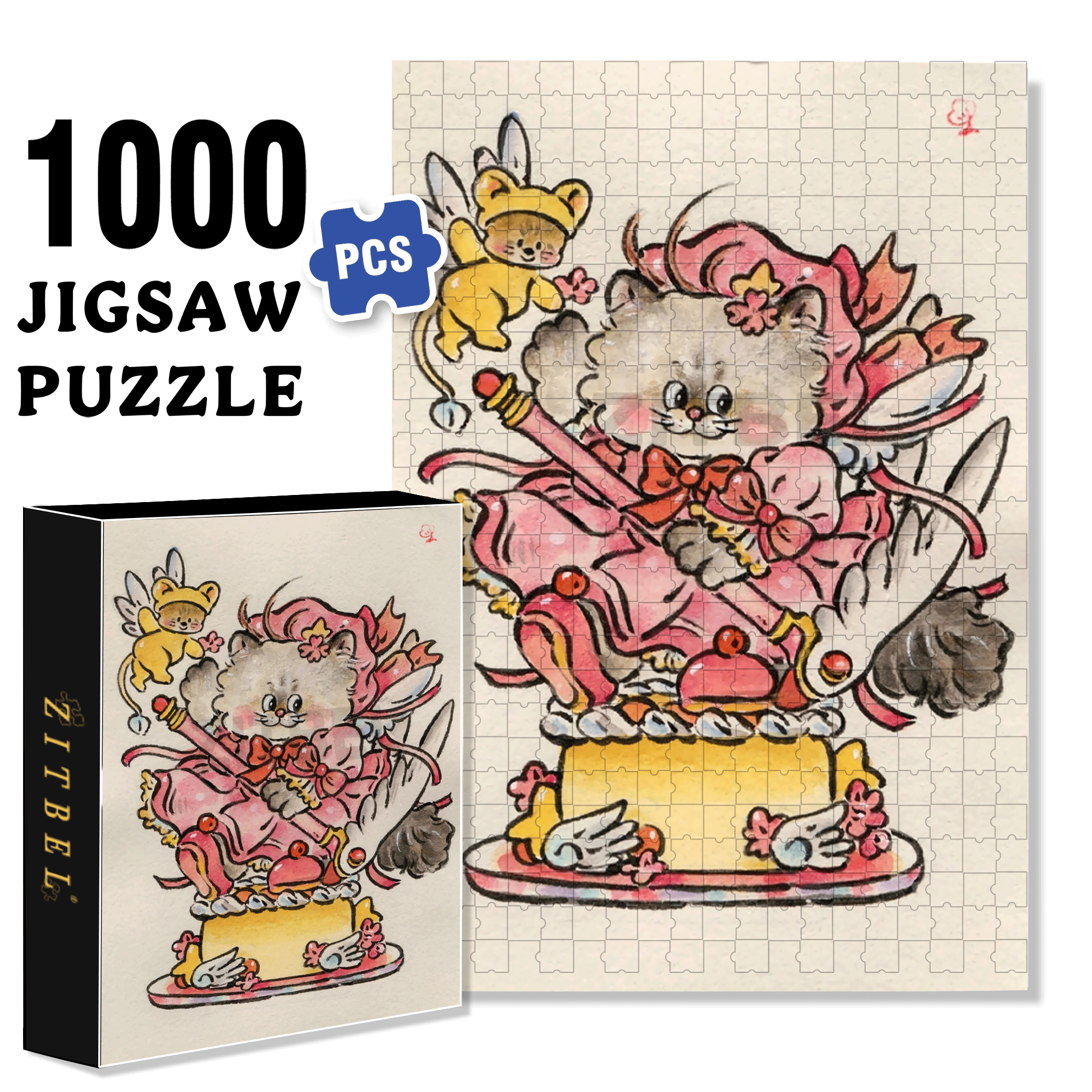 Birthday Stage 500pcs/1000pcs Jigsaw Puzzle, Scratch-Resistant, Interactive Family Game & Brain-Boosting DIY Decor, Perfect for Halloween, Christmas & New Year Gifts, Family Puzzle Game