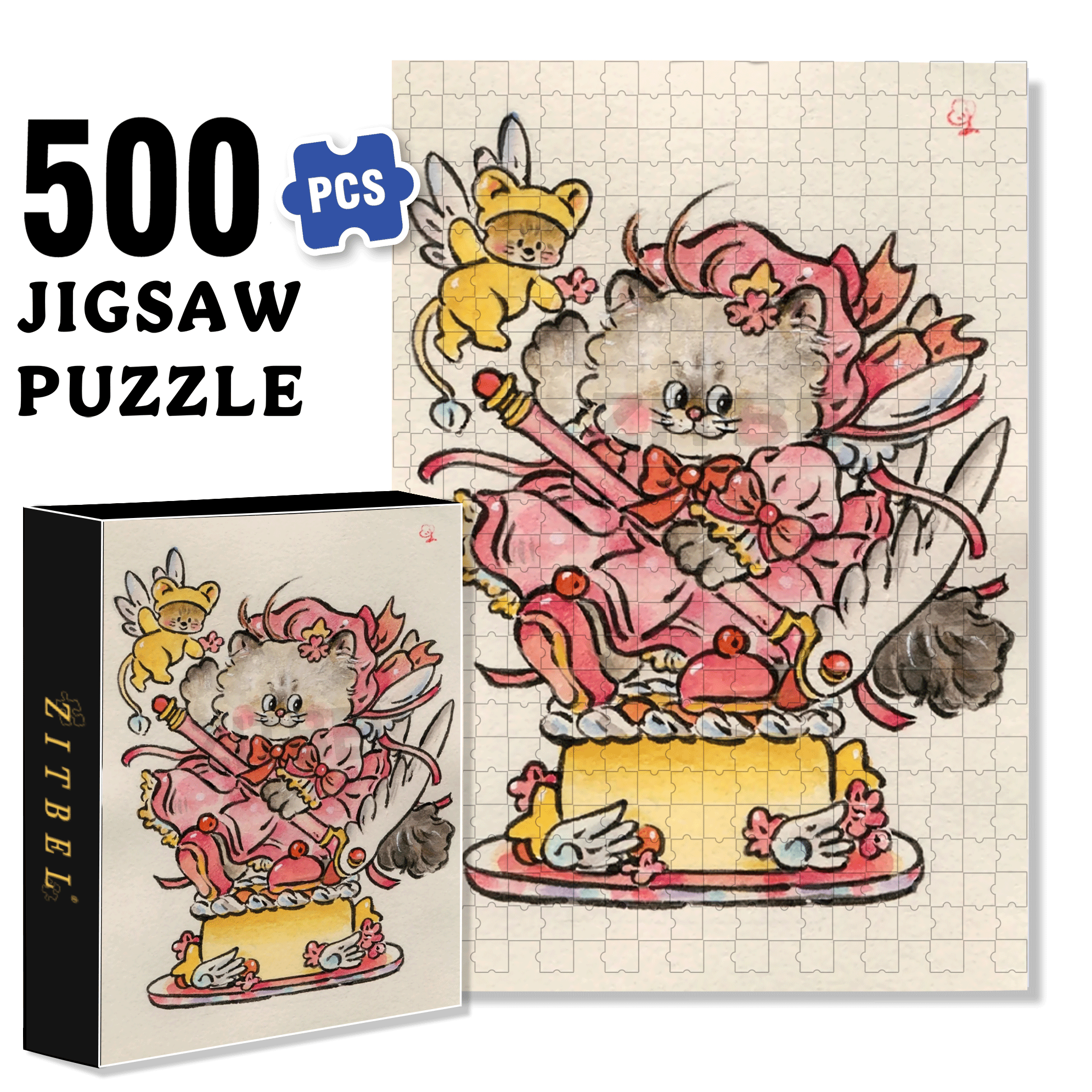 Birthday Stage 500pcs/1000pcs Jigsaw Puzzle, Scratch-Resistant, Interactive Family Game & Brain-Boosting DIY Decor, Perfect for Halloween, Christmas & New Year Gifts, Family Puzzle Game