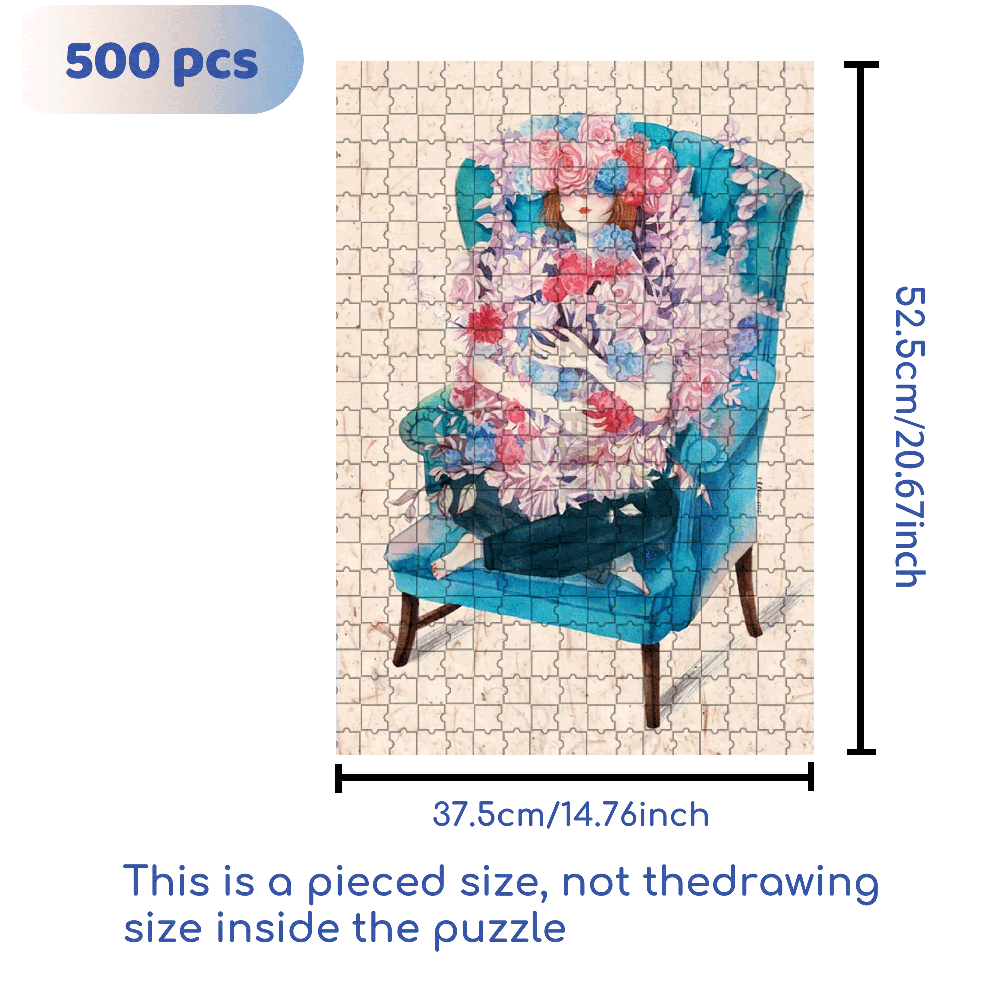 Blossoming On The Sofa 500pcs/1000pcs Jigsaw Puzzle, Scratch-Resistant, Interactive Family Game & Brain-Boosting DIY Decor, Perfect for Halloween, Christmas & New Year Gifts, Family Puzzle Game