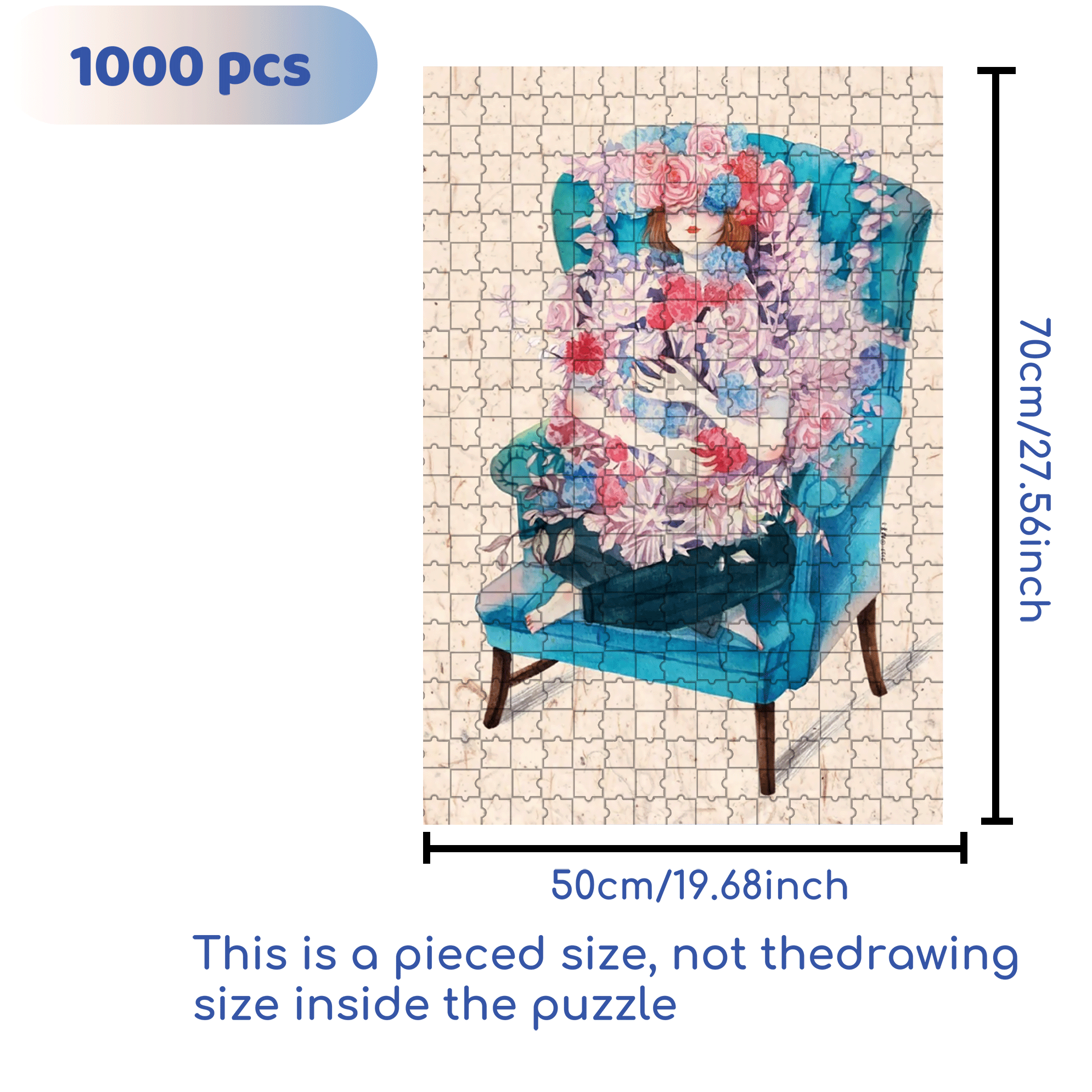 Blossoming On The Sofa 500pcs/1000pcs Jigsaw Puzzle, Scratch-Resistant, Interactive Family Game & Brain-Boosting DIY Decor, Perfect for Halloween, Christmas & New Year Gifts, Family Puzzle Game