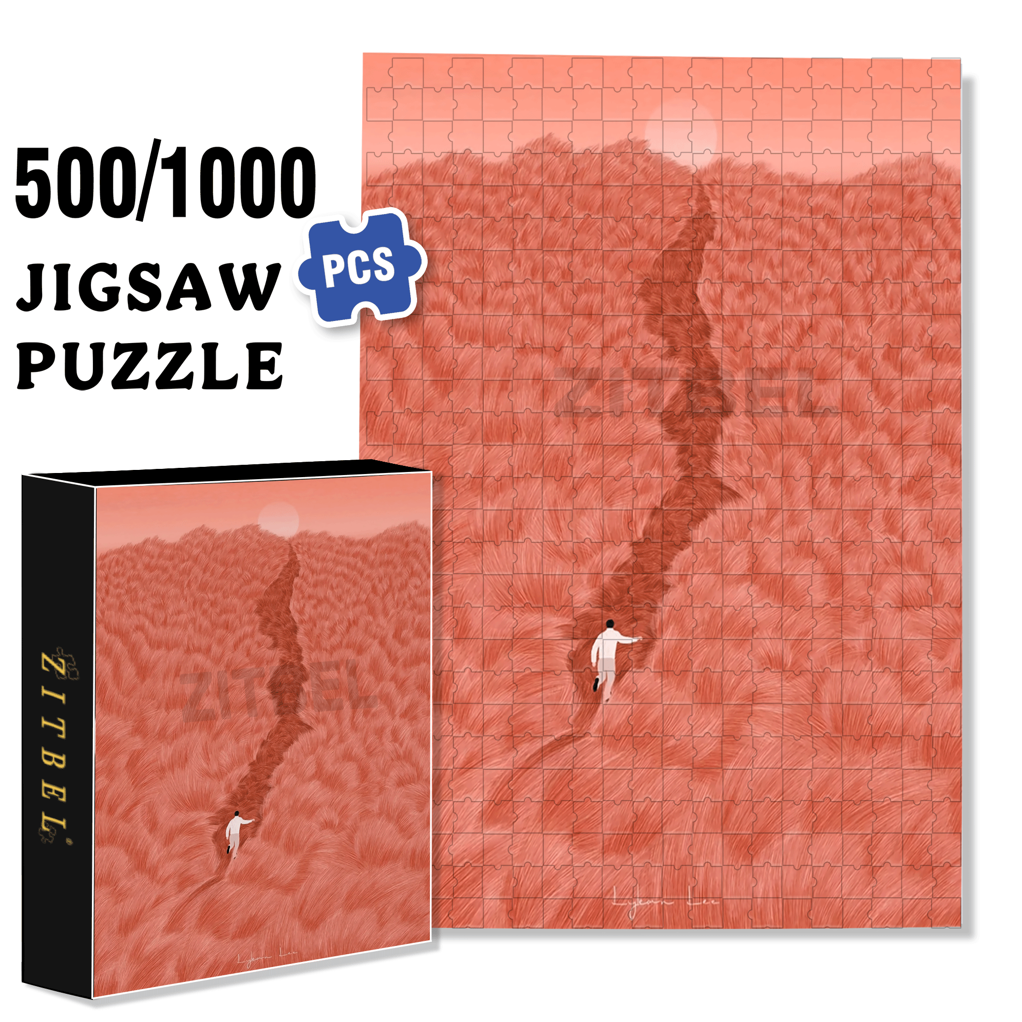 Burning Dream 500pcs/1000pcs Jigsaw Puzzle, Scratch-Resistant, Interactive Family Game & Brain-Boosting DIY Decor, Perfect for Halloween, Christmas & New Year Gifts, Family Puzzle Game