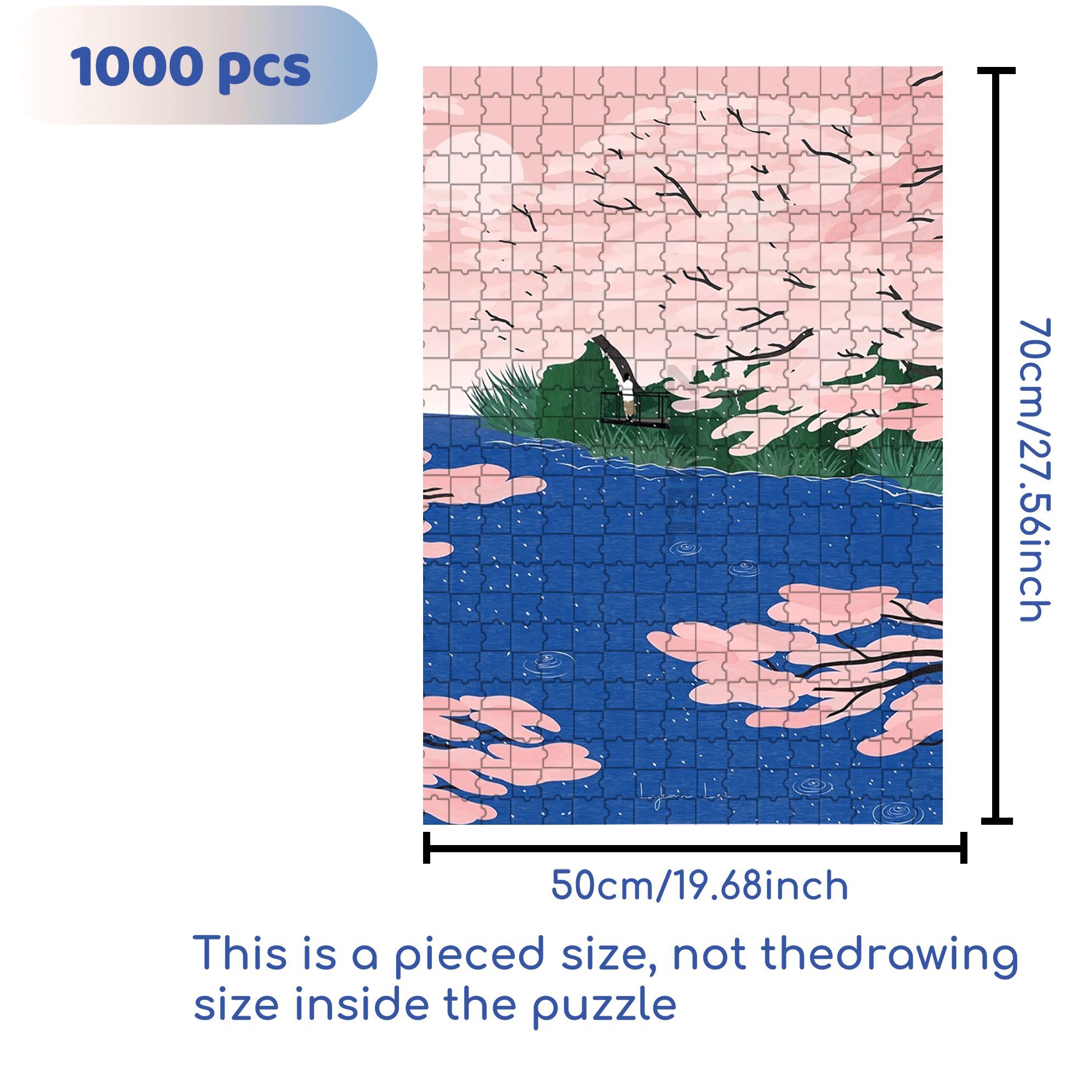 Cherry Blossom 500pcs/1000pcs Jigsaw Puzzle, Scratch-Resistant, Interactive Family Game & Brain-Boosting DIY Decor, Perfect for Halloween, Christmas & New Year Gifts, Family Puzzle Game