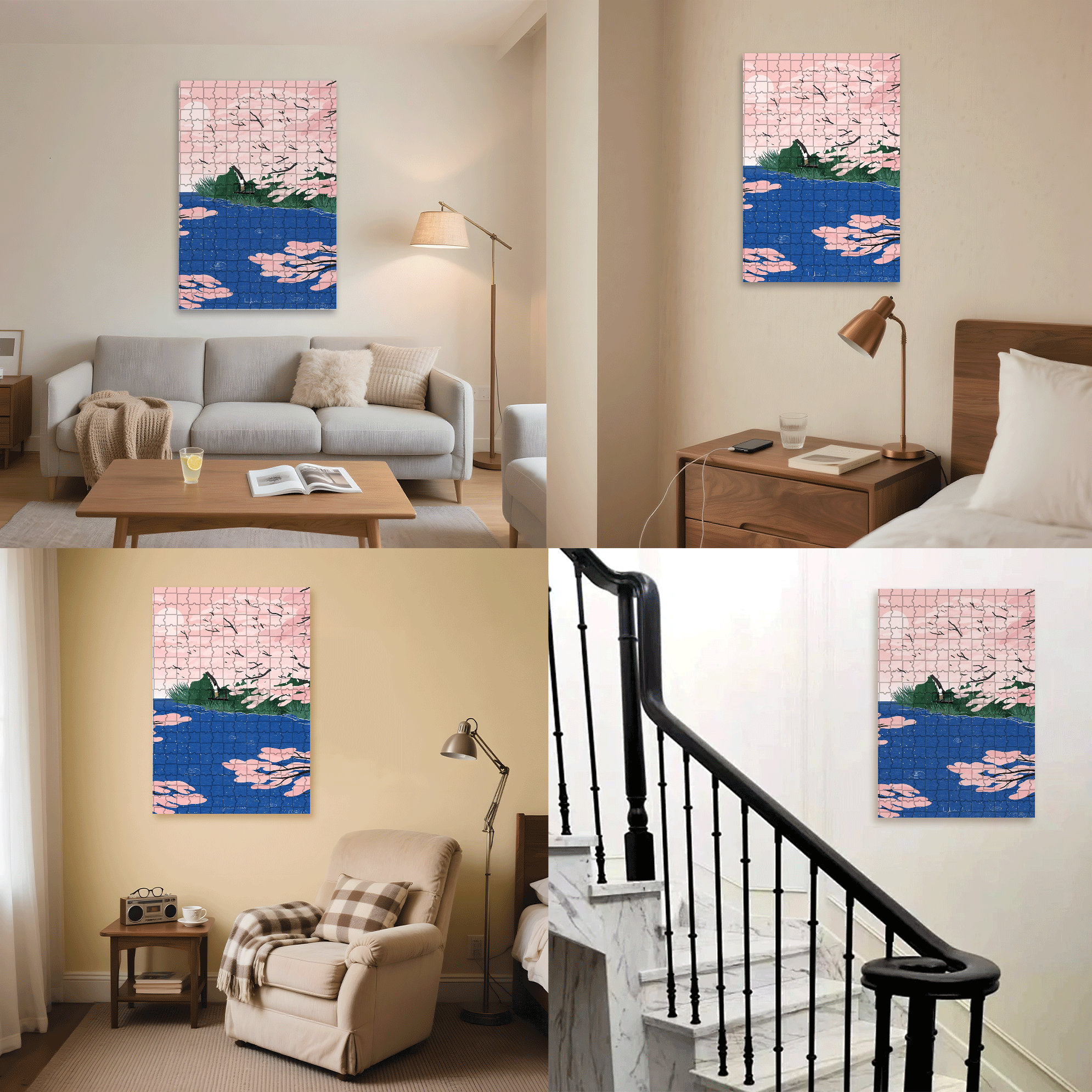 Cherry Blossom 500pcs/1000pcs Jigsaw Puzzle, Scratch-Resistant, Interactive Family Game & Brain-Boosting DIY Decor, Perfect for Halloween, Christmas & New Year Gifts, Family Puzzle Game
